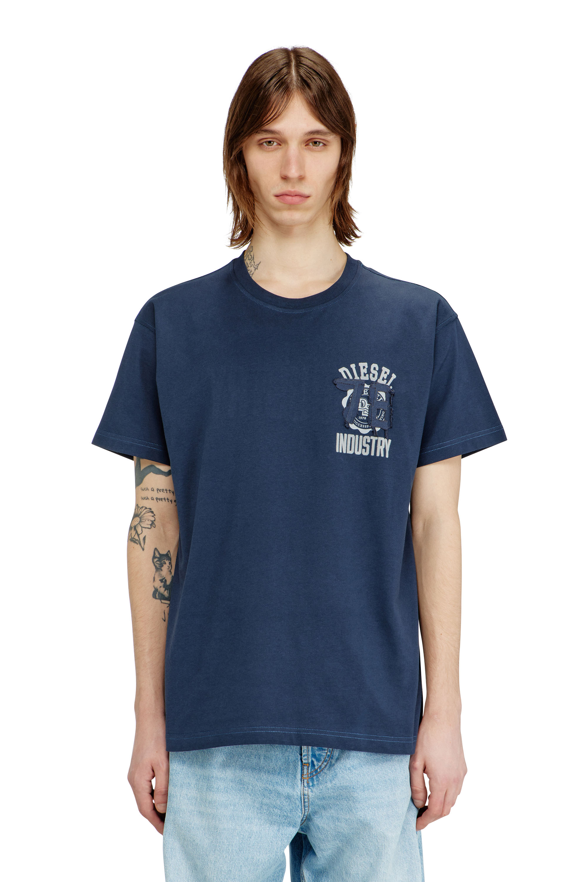 Diesel - T-NORM-V14, Male's T-shirt with Industry flocked print in null - 1