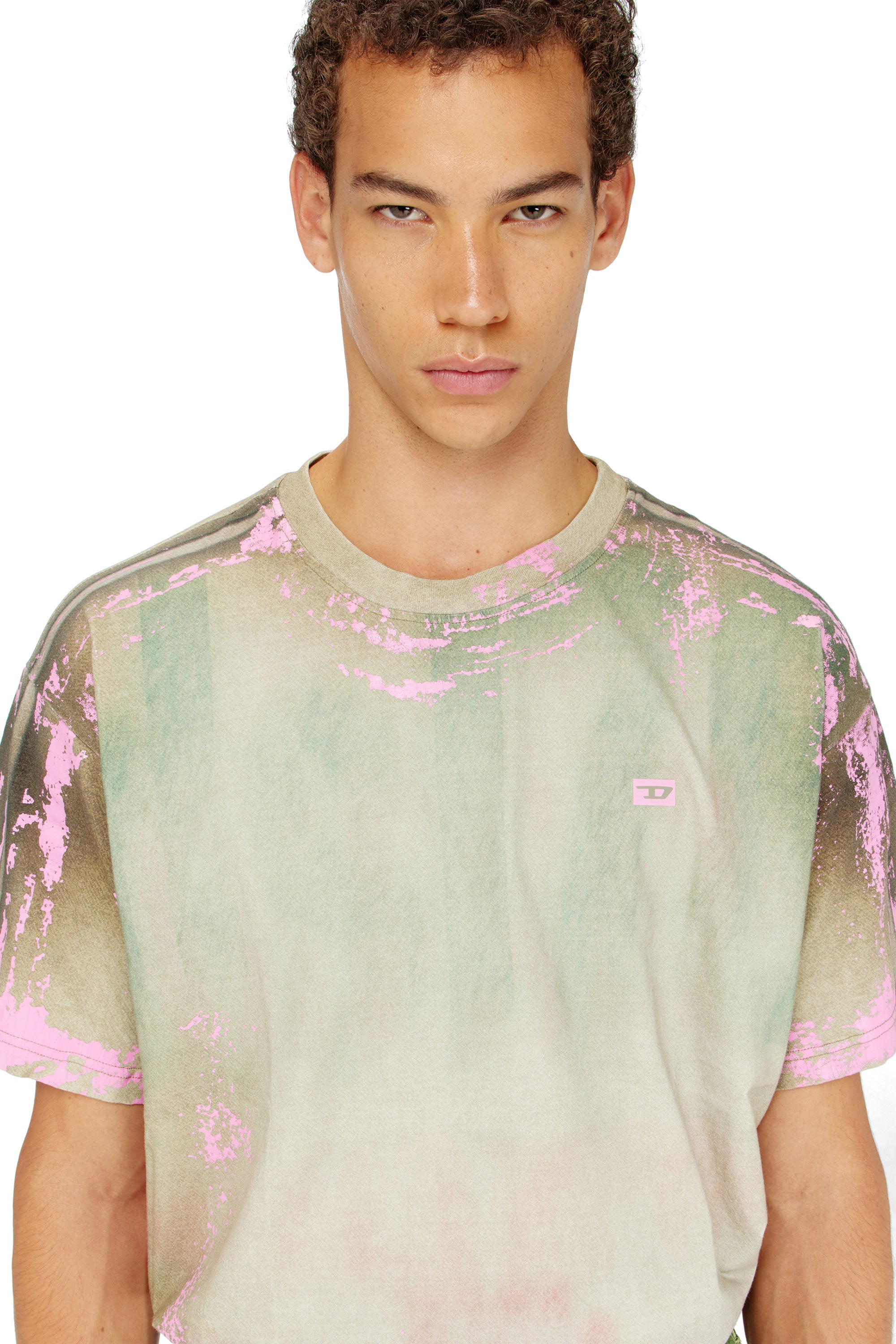 Diesel - T-FILMY-SHO, Male's T-shirt in cracked leather-effect jersey in null - 3