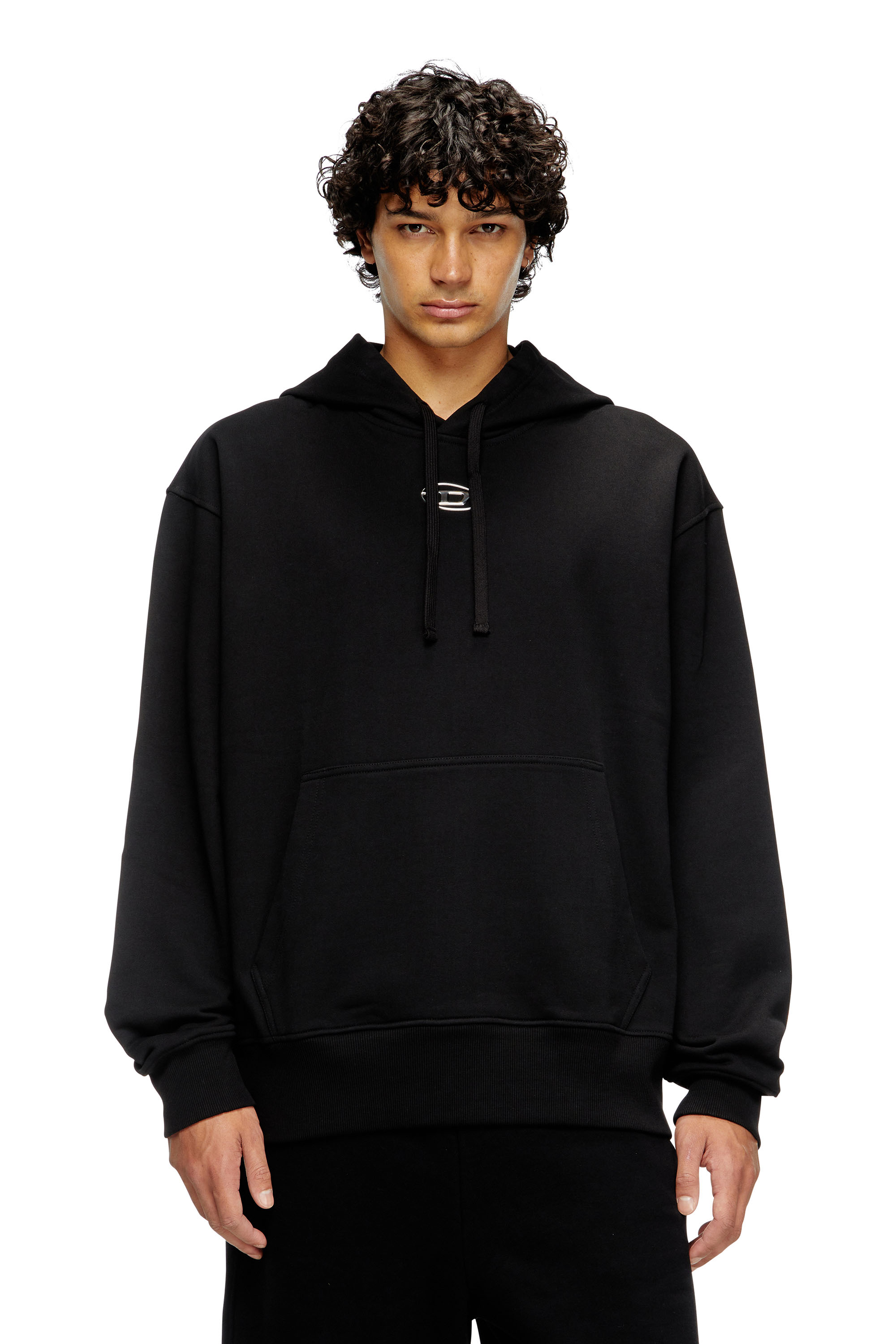 Diesel - S-MACS-HOOD-OD, Male's Hoodie with metallic logo in ブラック - 1