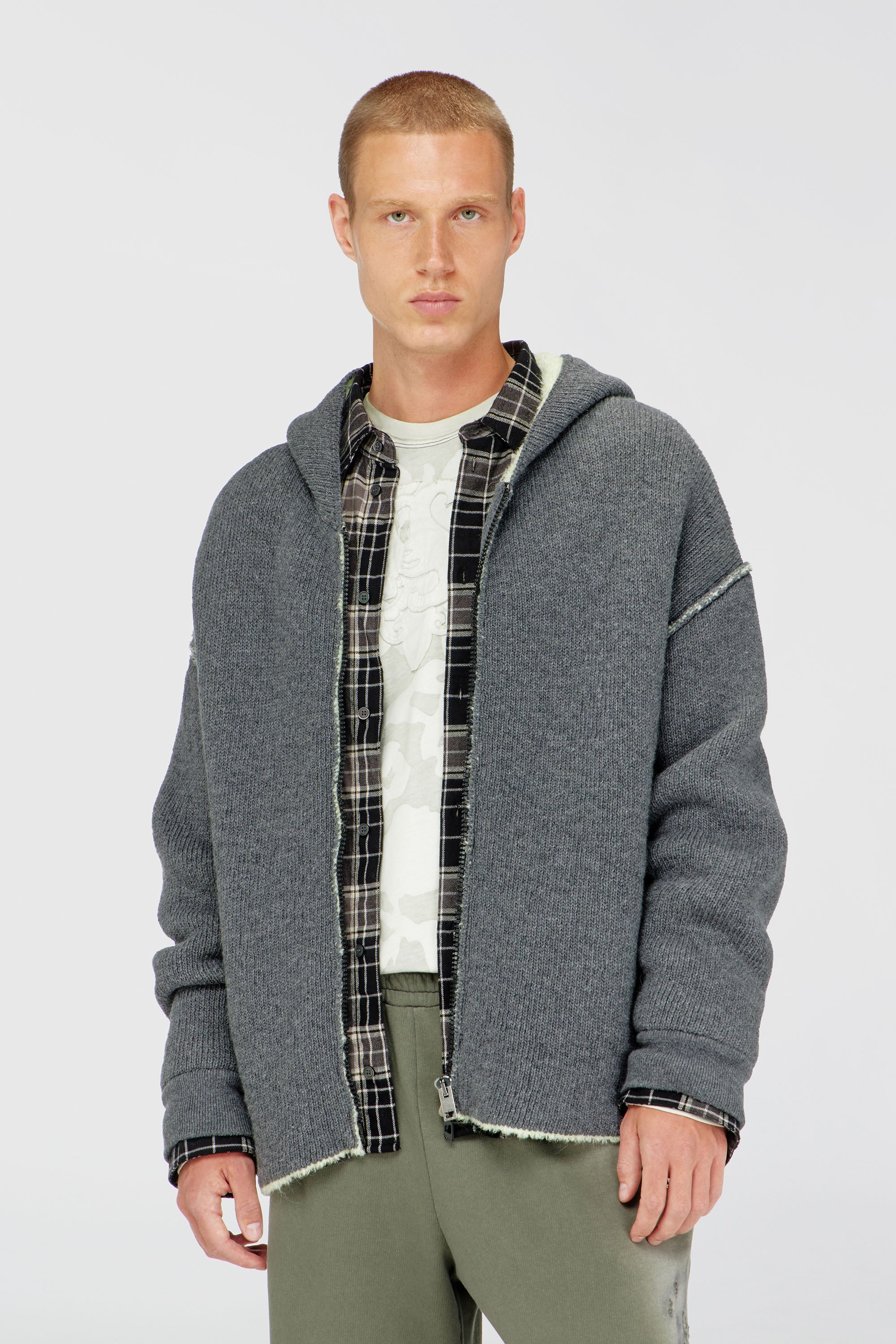 Diesel - K-BOUBBY, Male's ジップアップカーディガン in グレー - 1