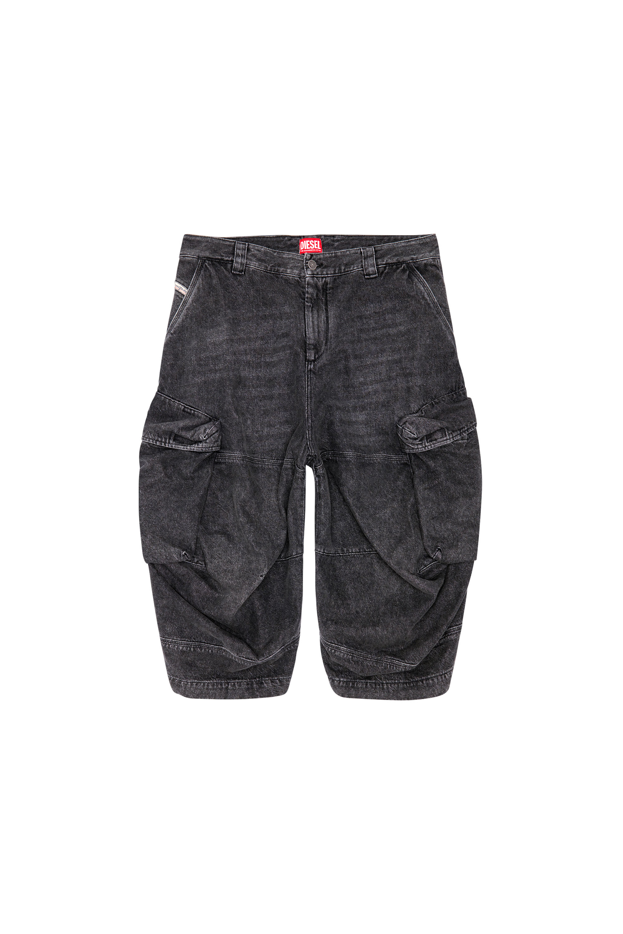 D-ARNE-SHORT-S, ブラック Diesel - D-ARNE-SHORT-S, Male's Long shorts in denim with cargo pockets in ブラック - 2