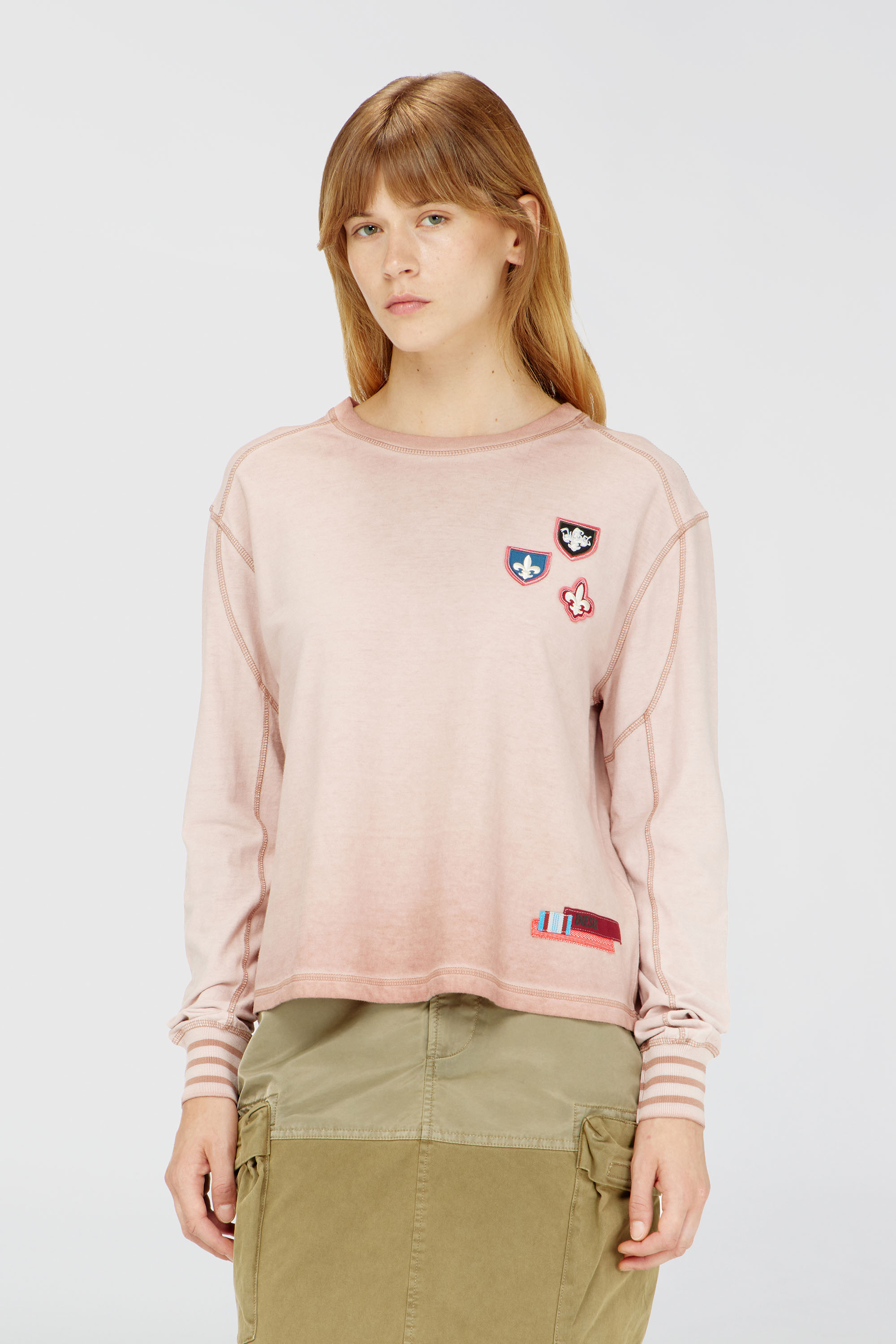 Diesel - T-BAWYE-LS, Female's 長袖Tシャツ in フェースパウダー - 1