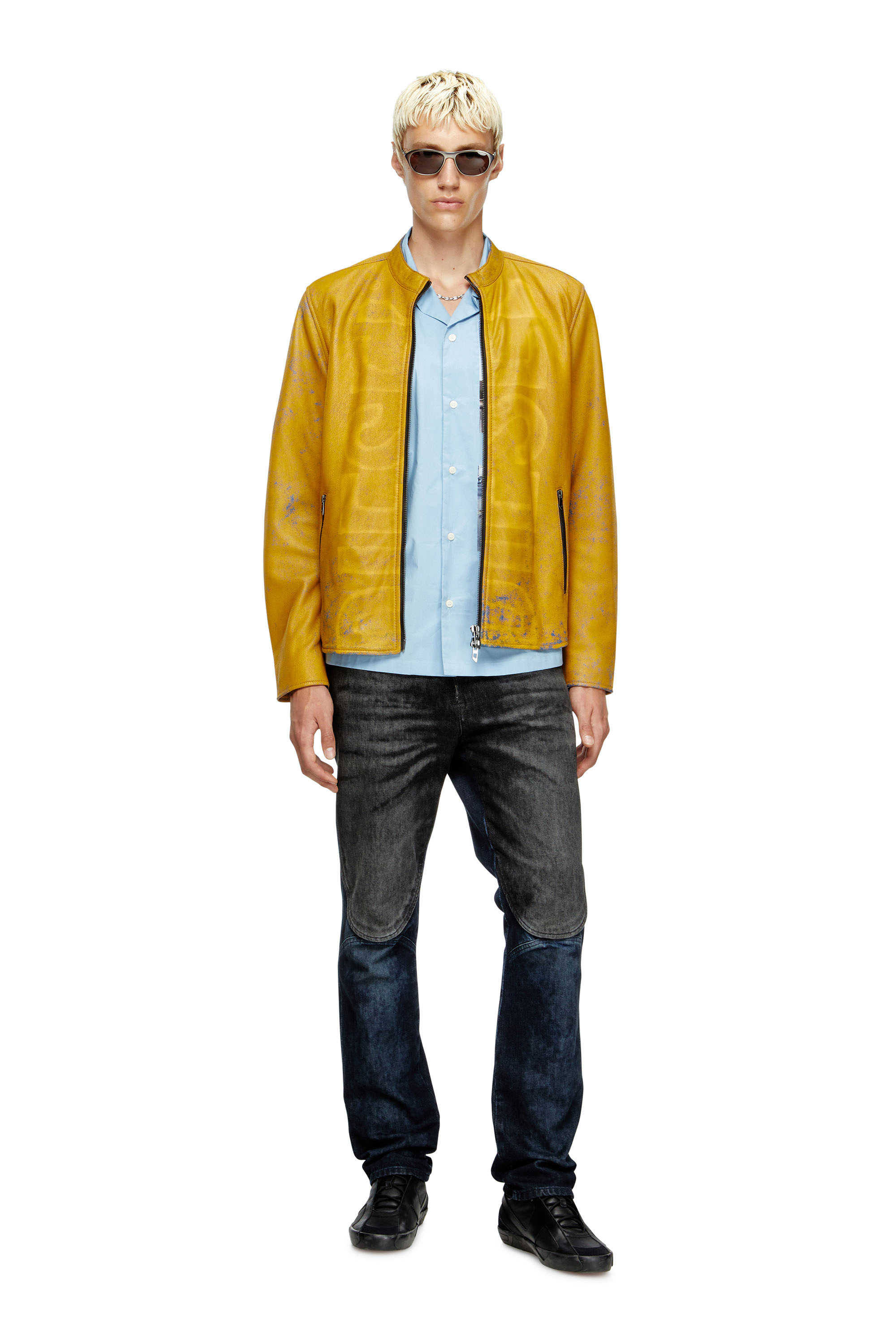 Diesel - L-EVERT-A, Male's レザージャケット in イエロー - 2