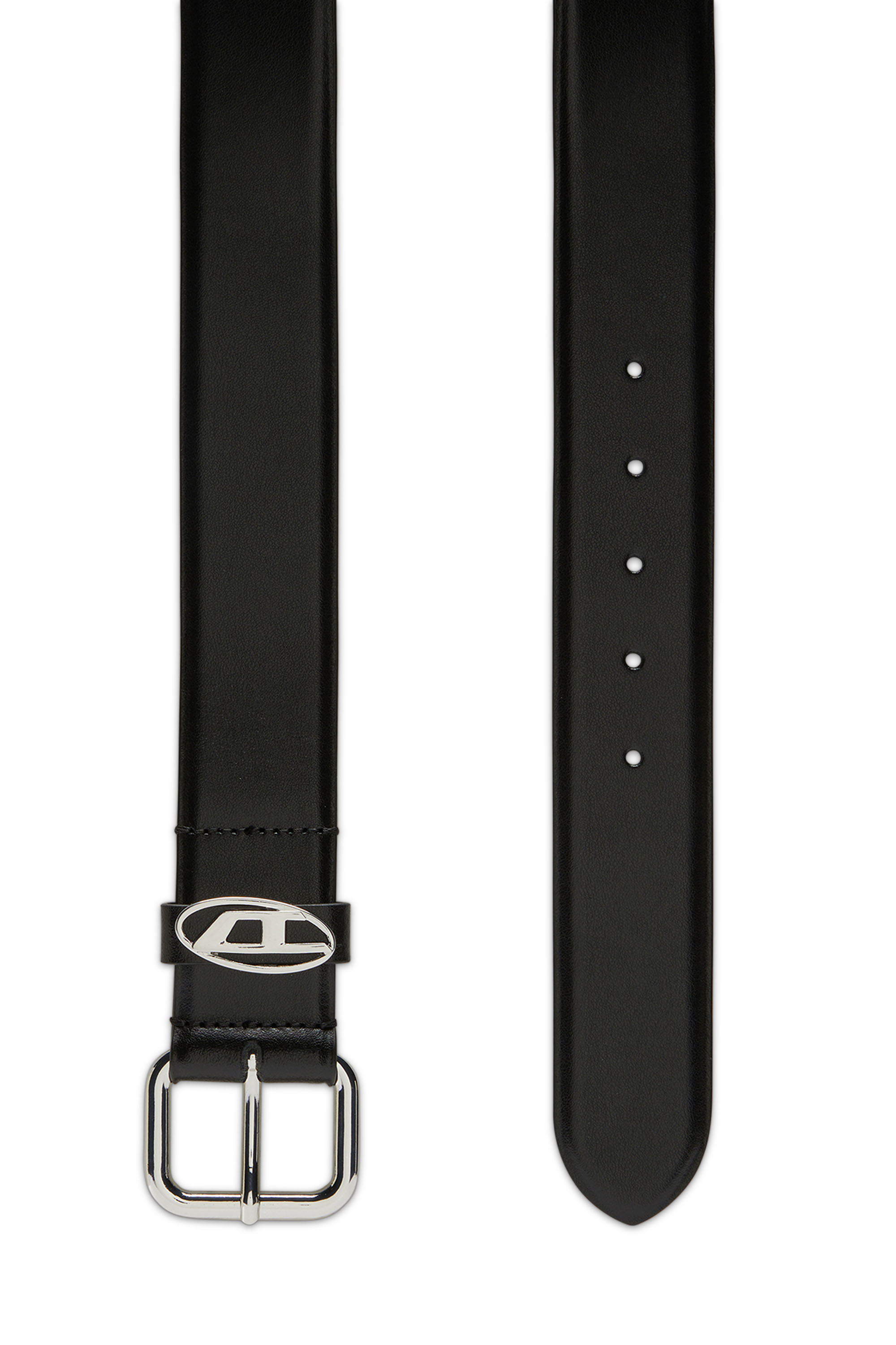 Diesel - B-1DR OVAL D LOOP, Unisex's 3.9cm logo-plaque embellished leather belt in ブラック - 2