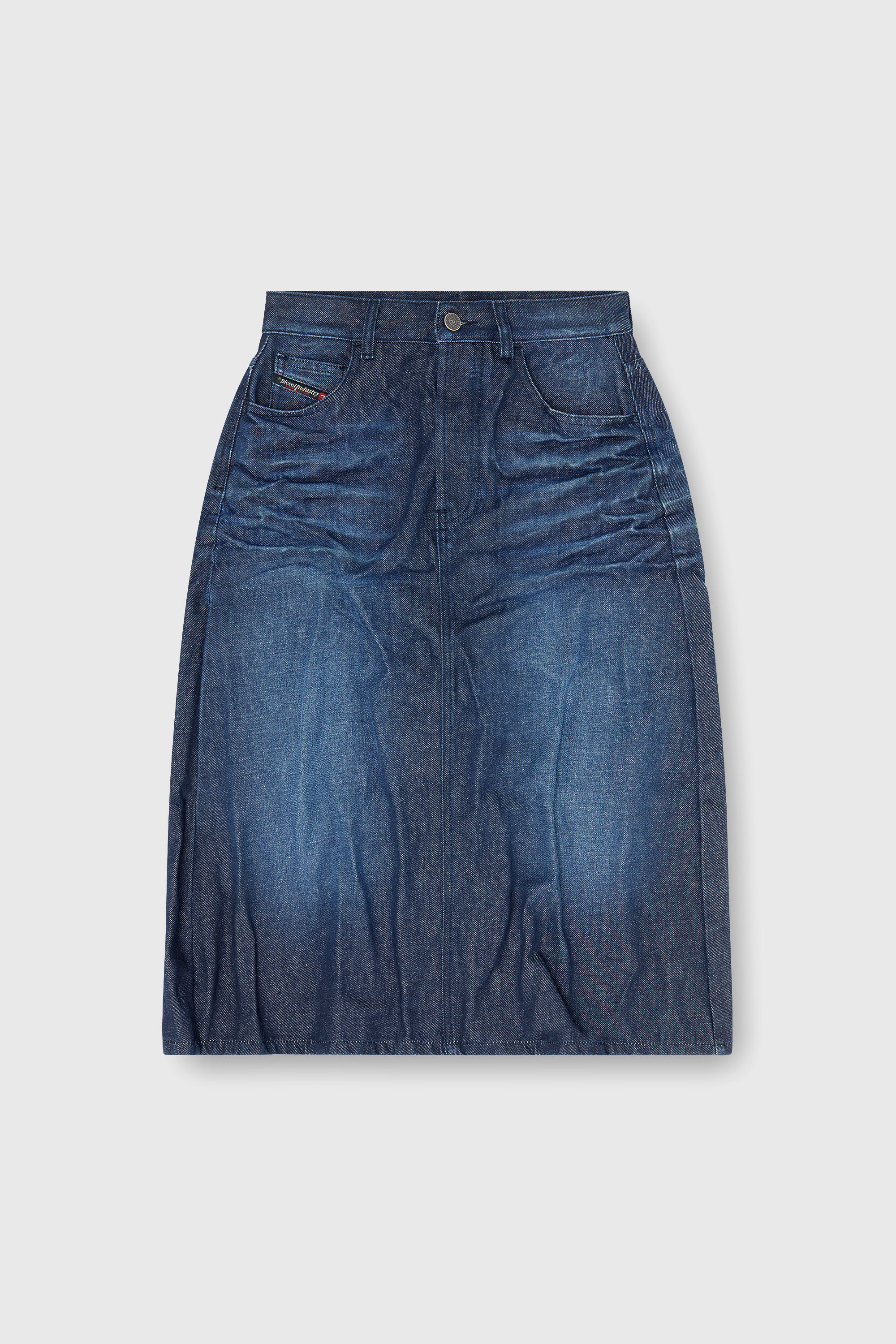 Diesel - DE-IRTI-FSJ, Female's Midi skirt in creased denim in ダークブルー - 2