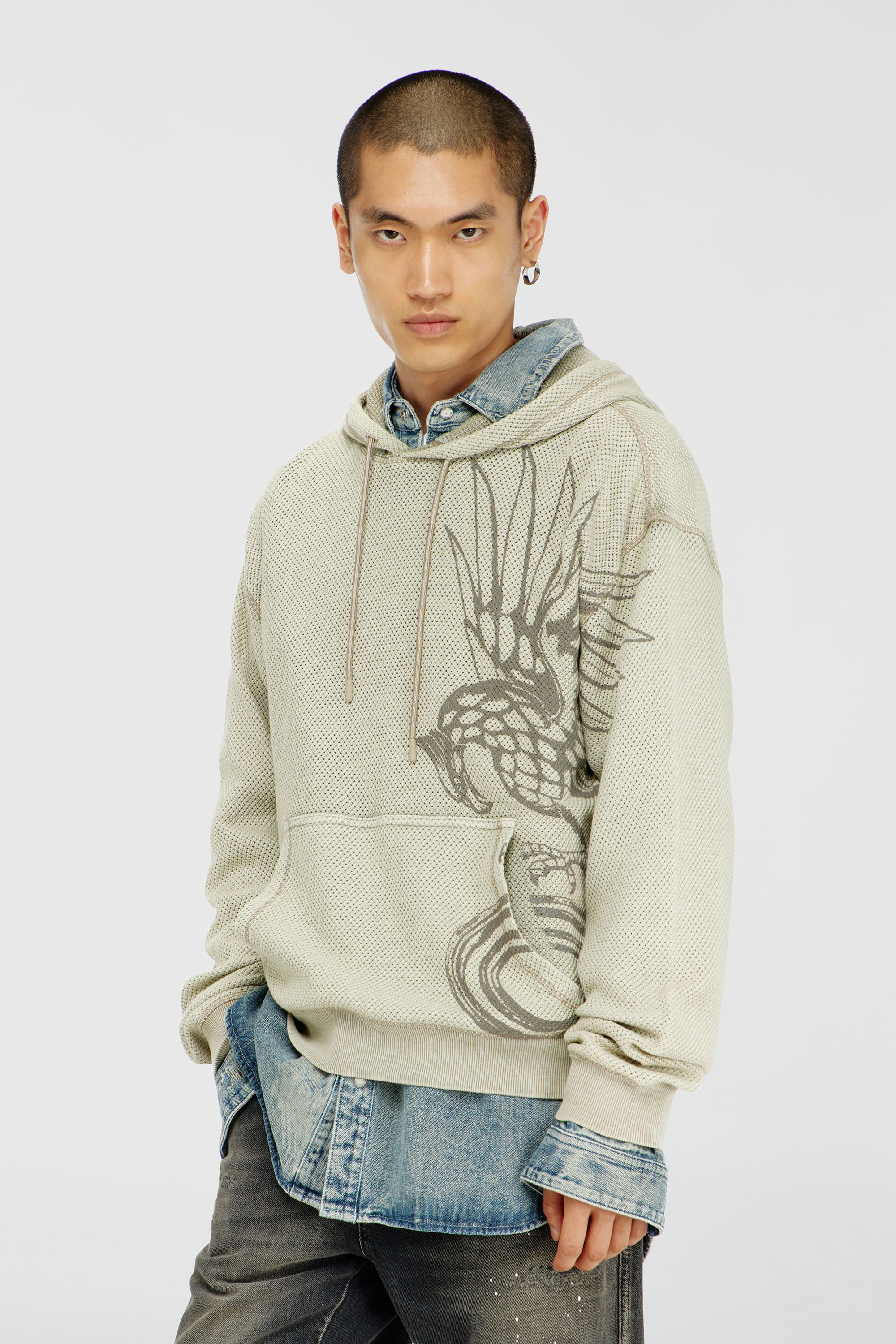 Diesel - S-NORM-HOOD-AA1, Male's プルオーバーパーカー in ベージュ - 1