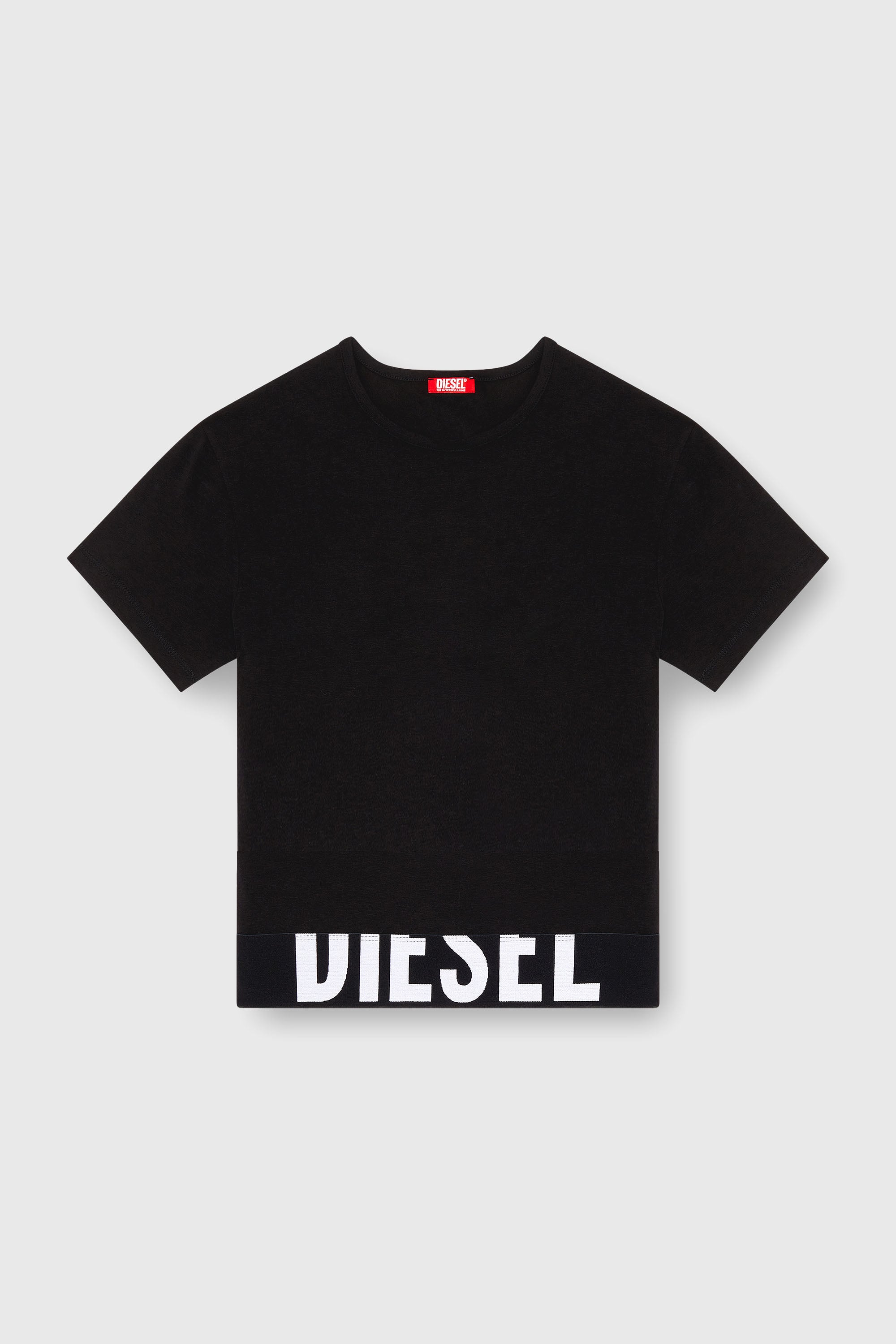Diesel - UFTEE-SPORT-CROPPED-T-SHIRT, Female's Sporty cropped top with logo band in ブラック - 2