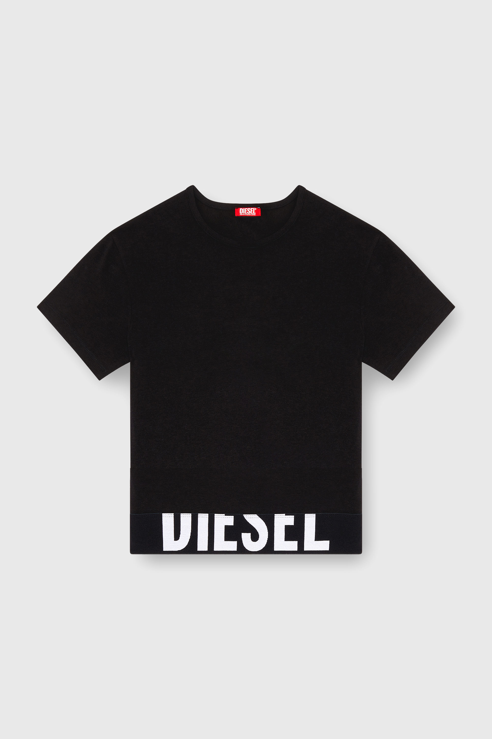 Diesel - UFTEE-SPORT-CROPPED-T-SHIRT, Female's Sporty cropped top with logo band in ブラック - 2