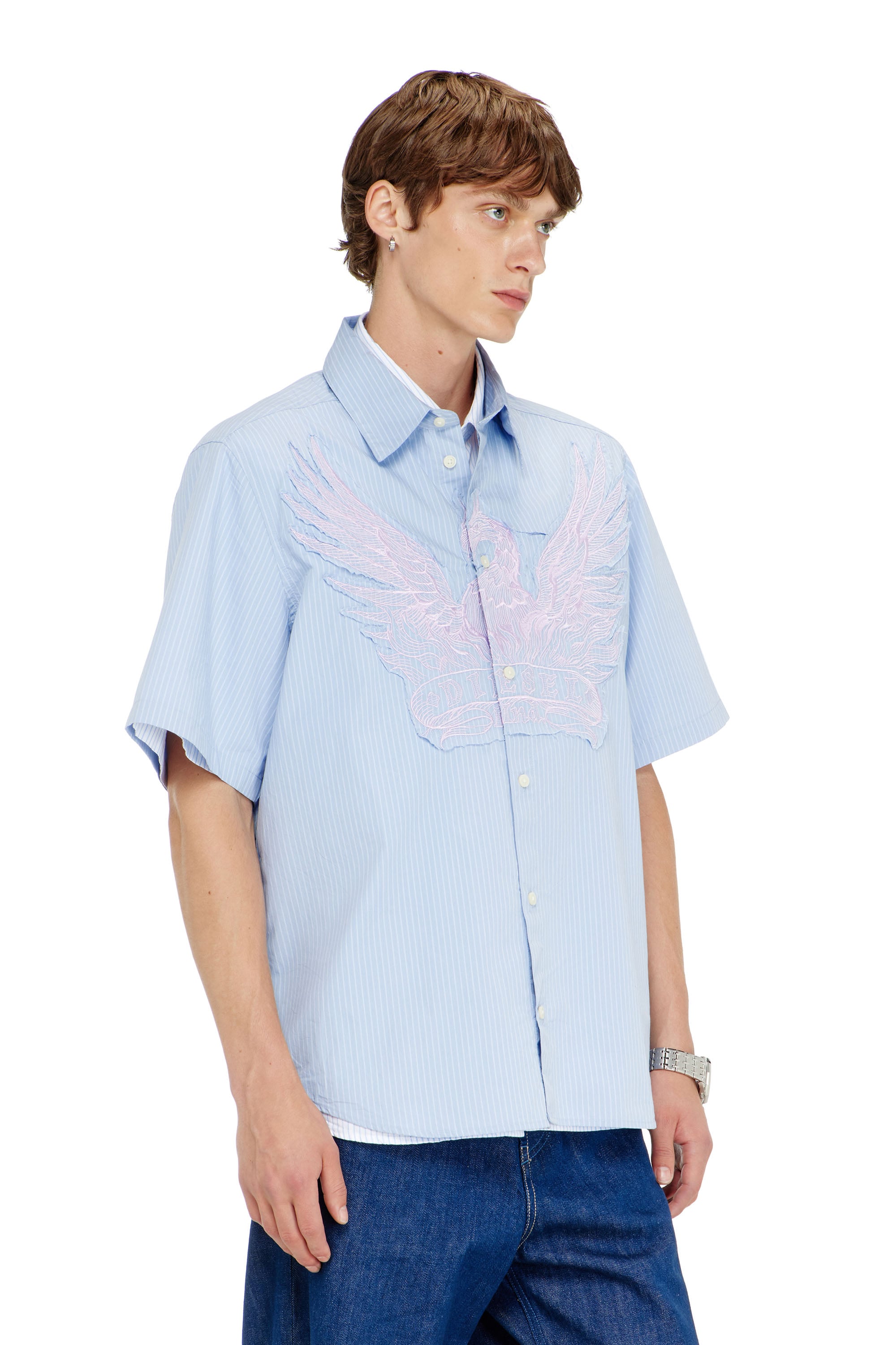 Diesel - S-SIMPLY-SS-AGCZ, Male's 半袖シャツ in ライトブルー - 1