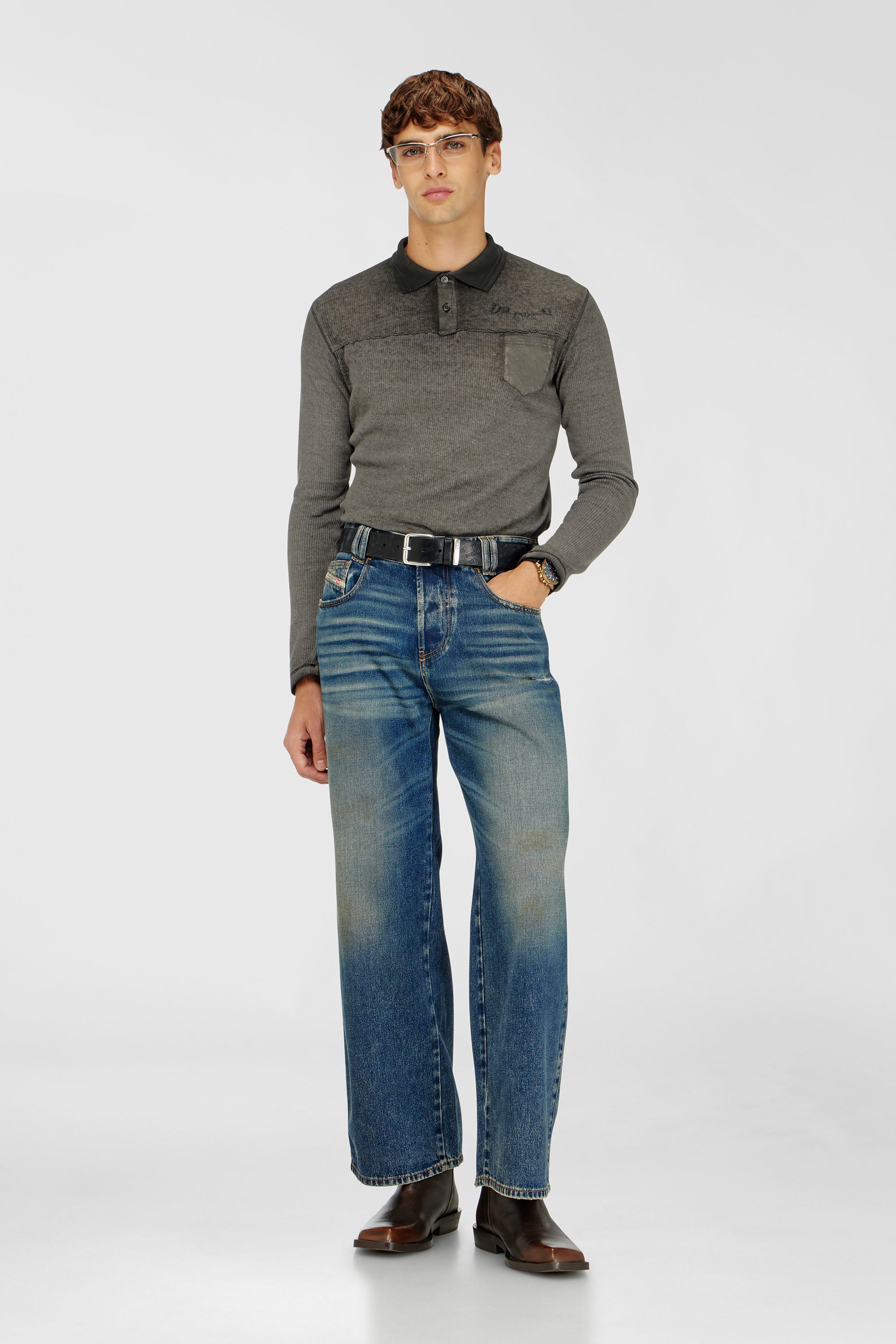 Diesel - Unisex's Relaxed Jeans 1982 D-Hakou 007FP, ダークブルー - 1