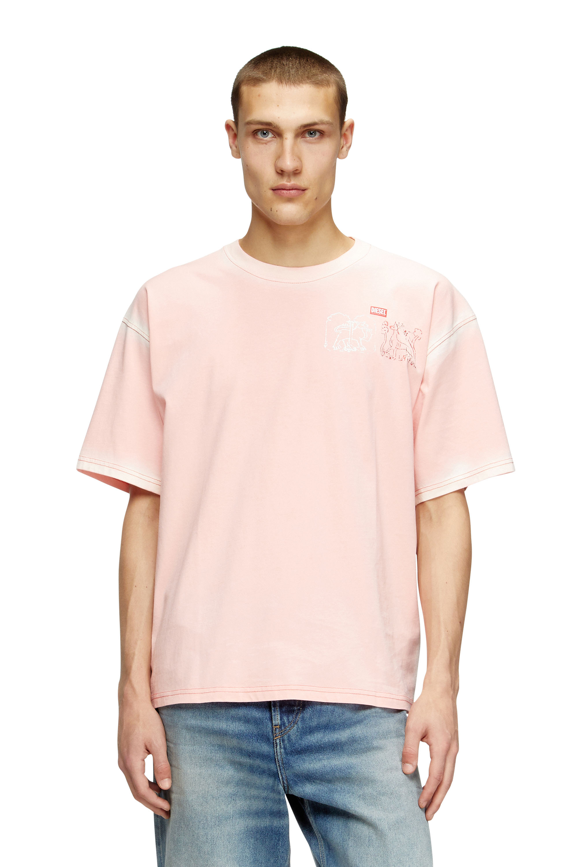 Diesel - T-BOXT-T10, Male's T-shirt with sword print in ピンク / ホワイト - 1