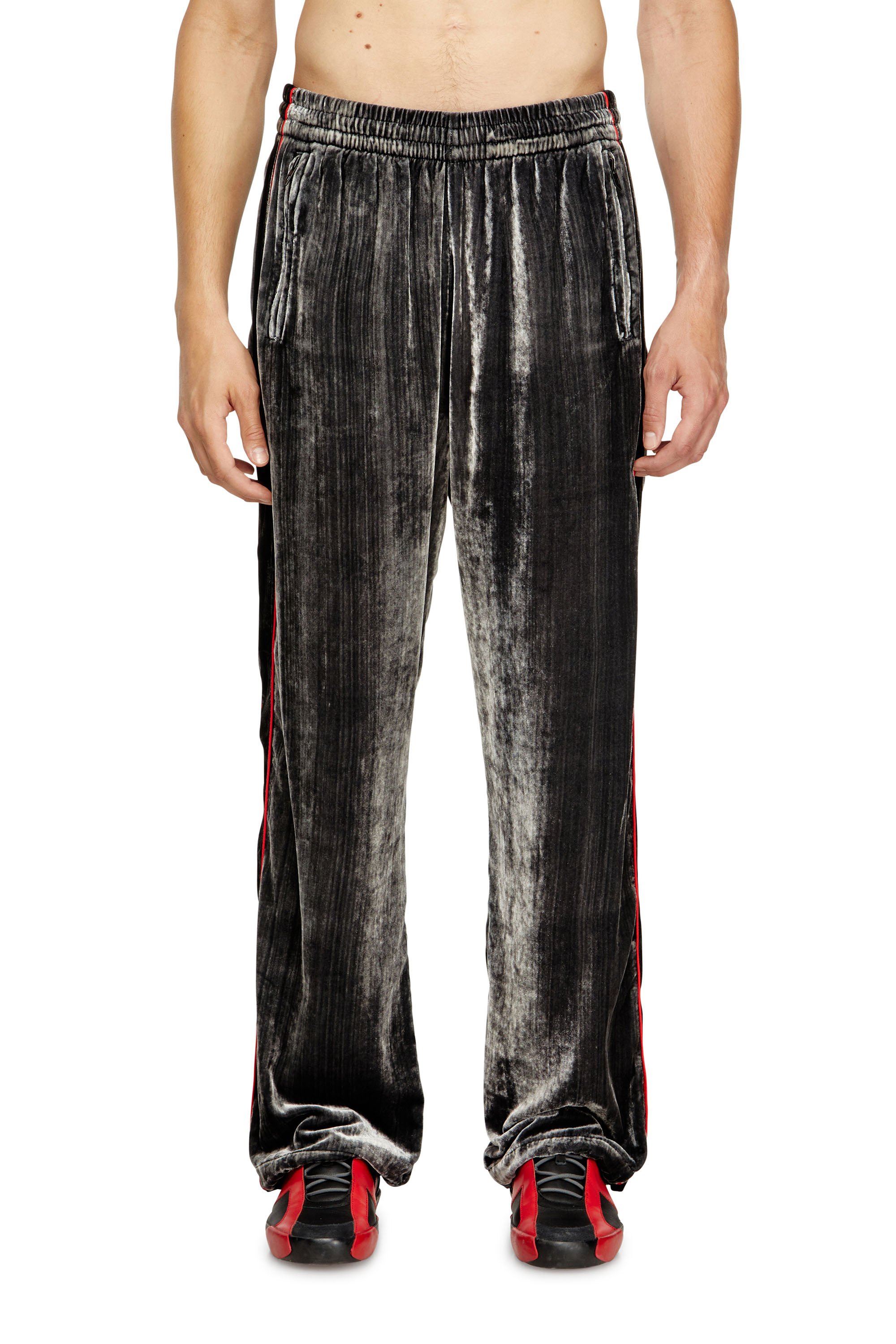 Diesel - P-HAY, Male's Track pants in treated velvet in ダークグレー - 1