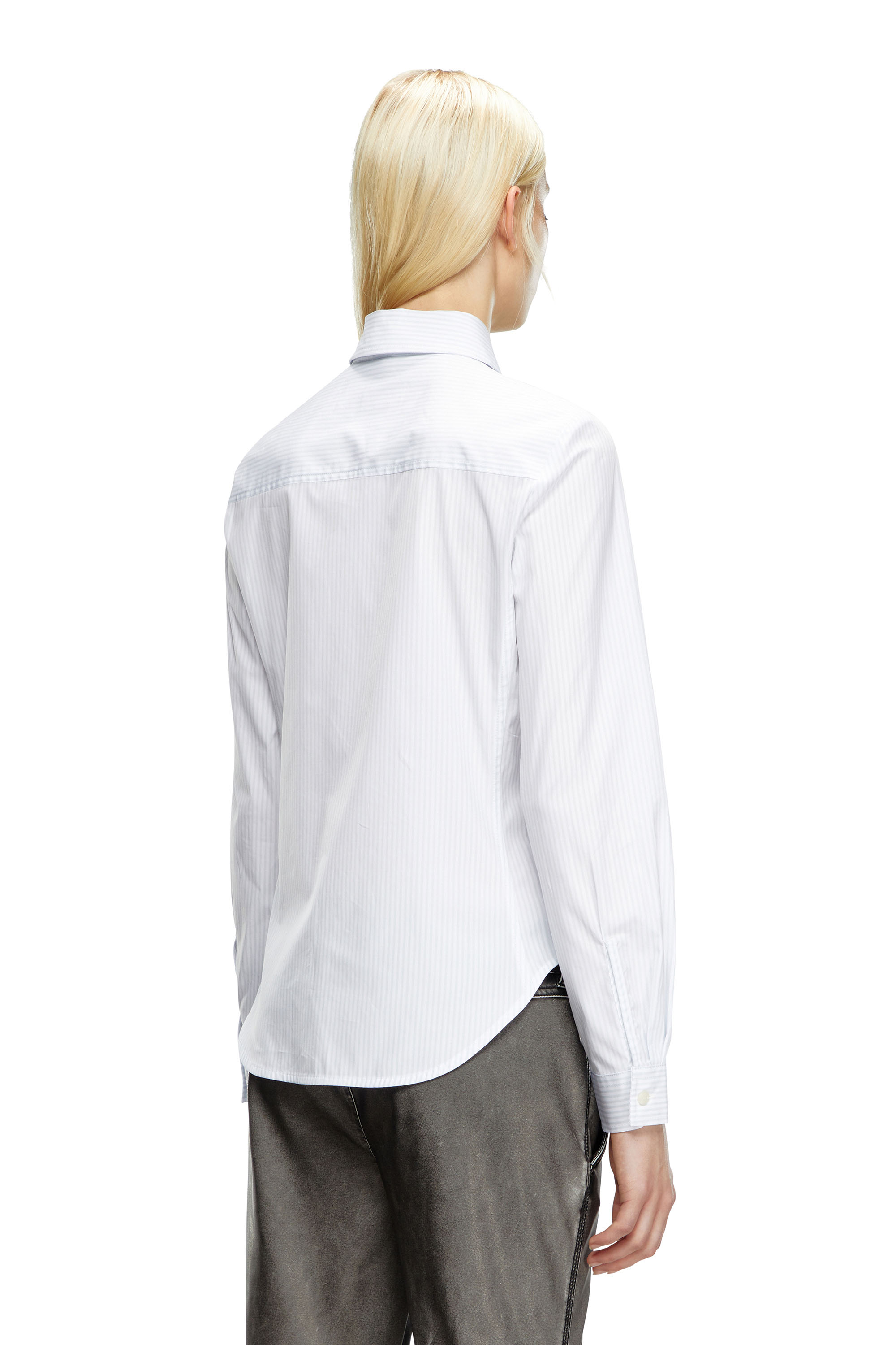 Diesel - C-GISEL-P2, Female's Striped shirt with Oval D embroidery in ライトブルー - 4