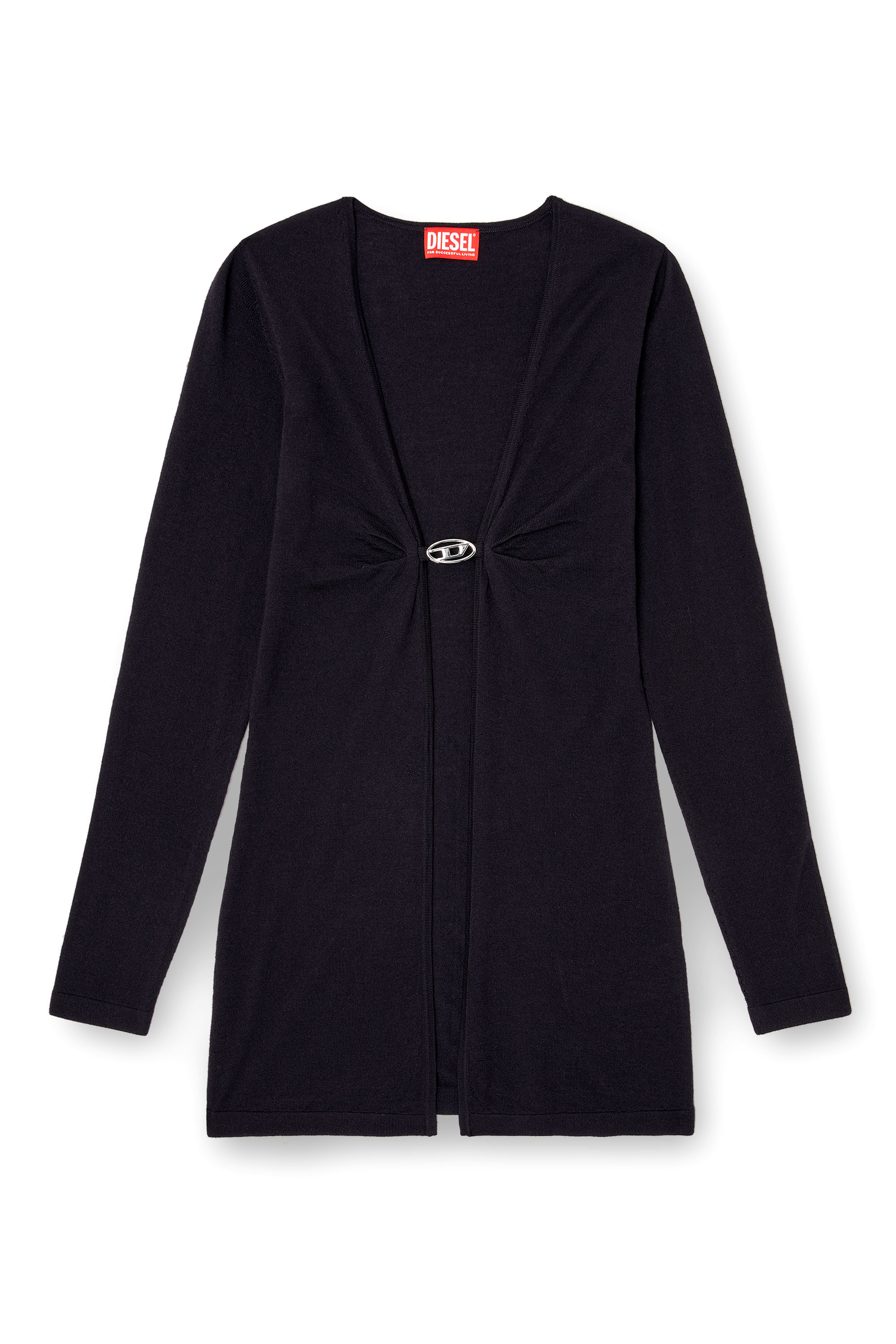 Diesel - M-PIERRY-LONG, Female's Longline wool cardigan with open front in ダークブルー - 3