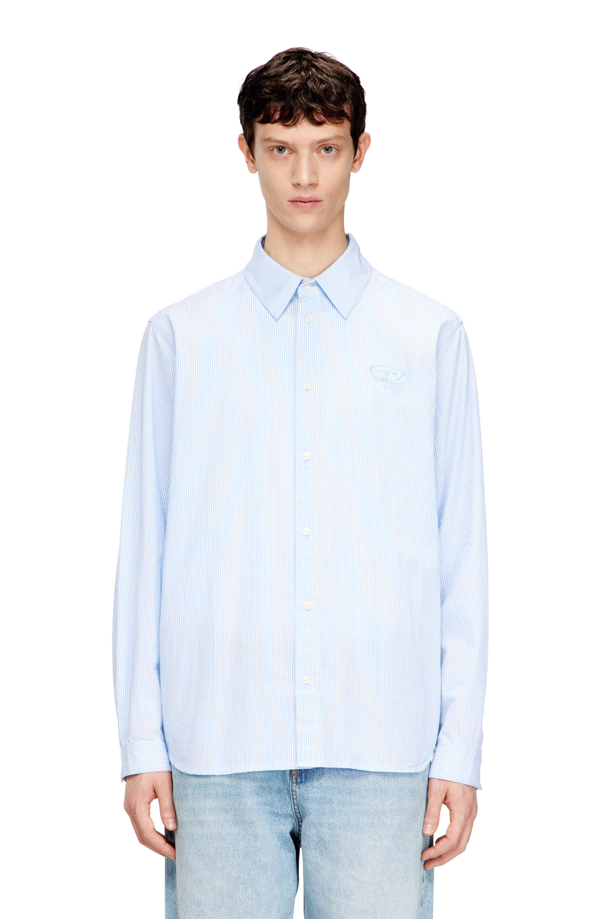 Diesel - S-SIMPLY-BKBZ, Male's シャツ in ブルー/ホワイト - 1