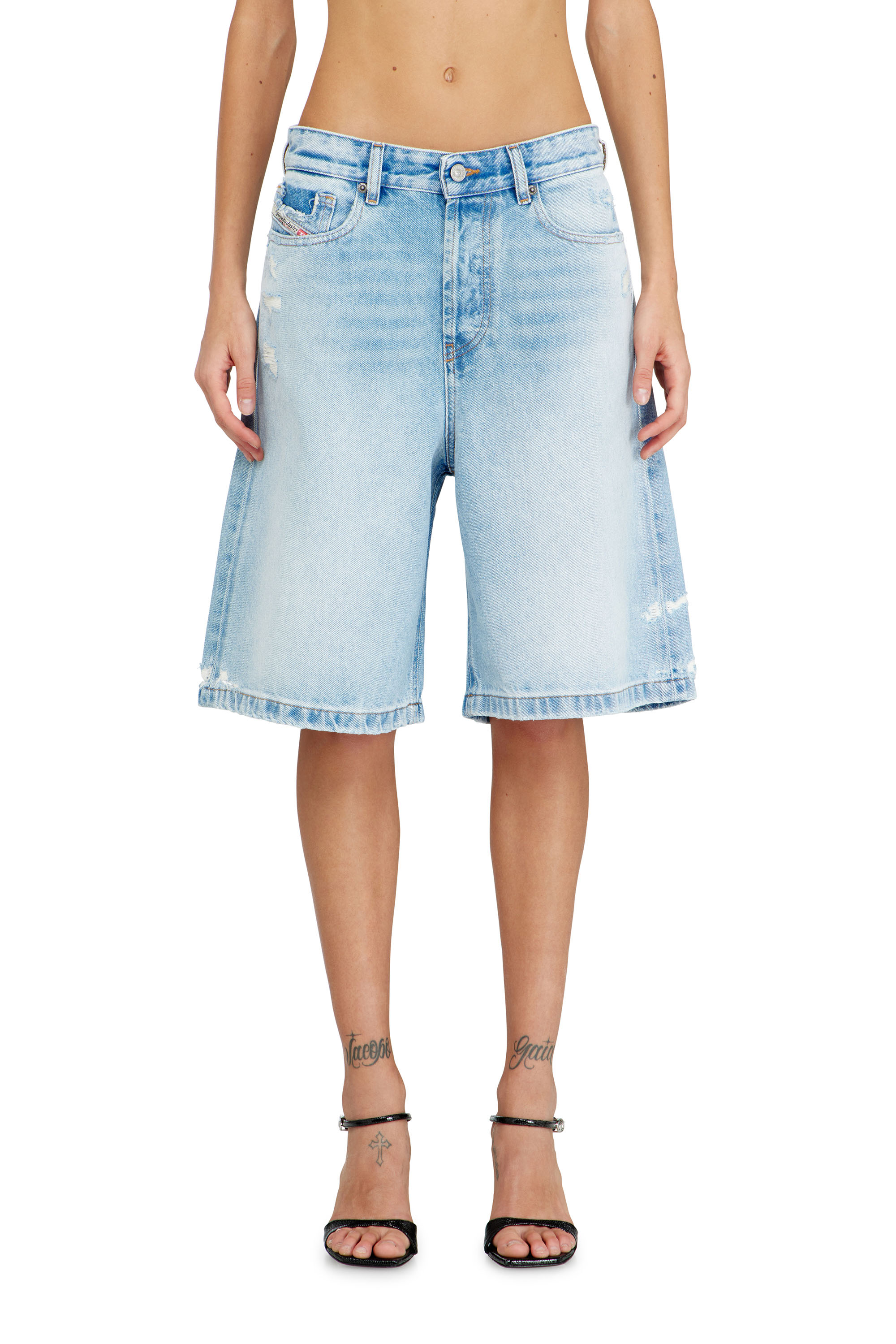 Diesel - DE-SIRE-SHORT, Female's Shorts in destroyed denim in ライトブルー - 2