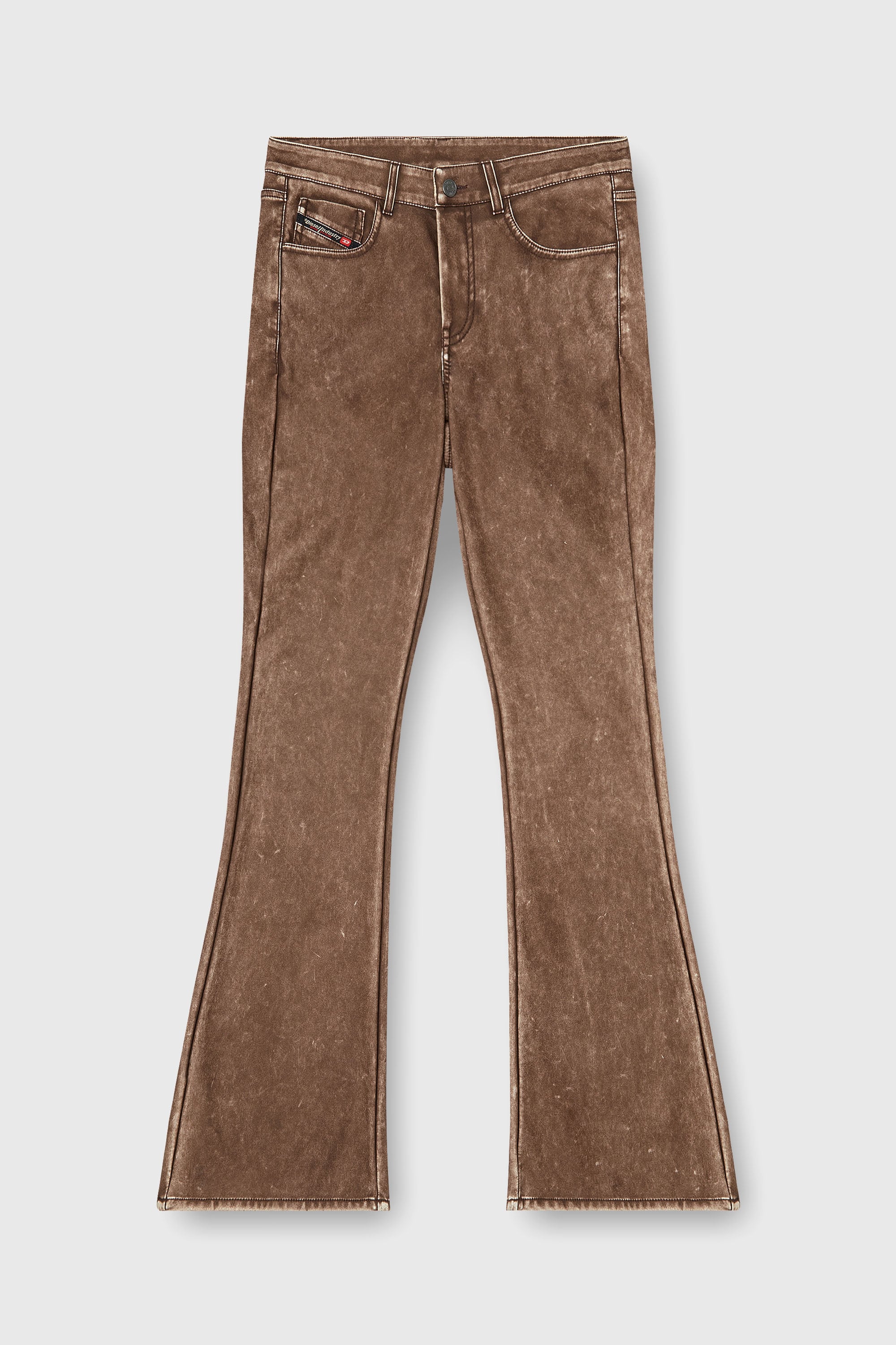 Diesel - P-STELLAR-S1, Female's Bootcut pants in treated coated fabric in ブラウン - 2