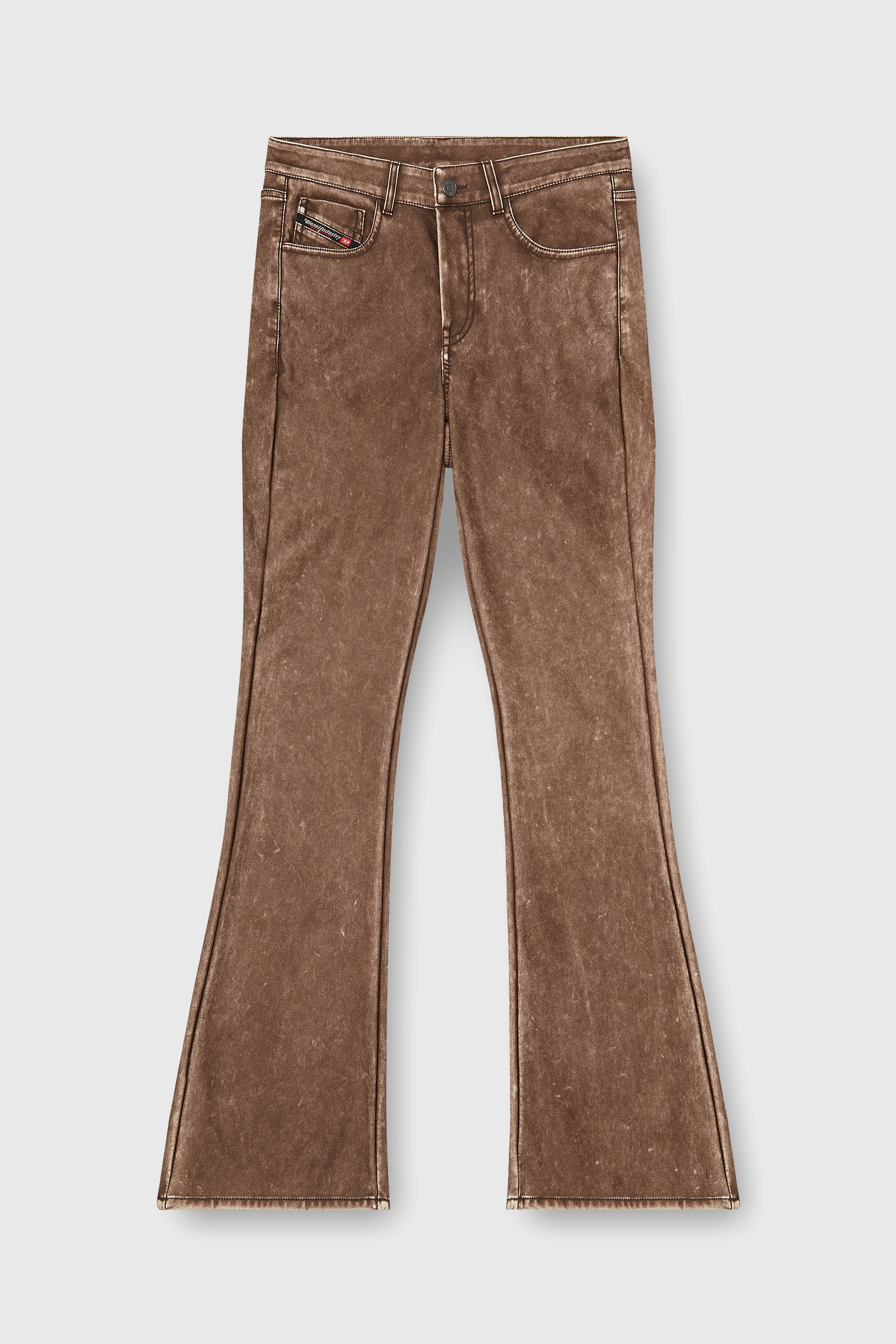 Diesel - P-STELLAR-S1, Female's Bootcut pants in treated coated fabric in ブラウン - 2
