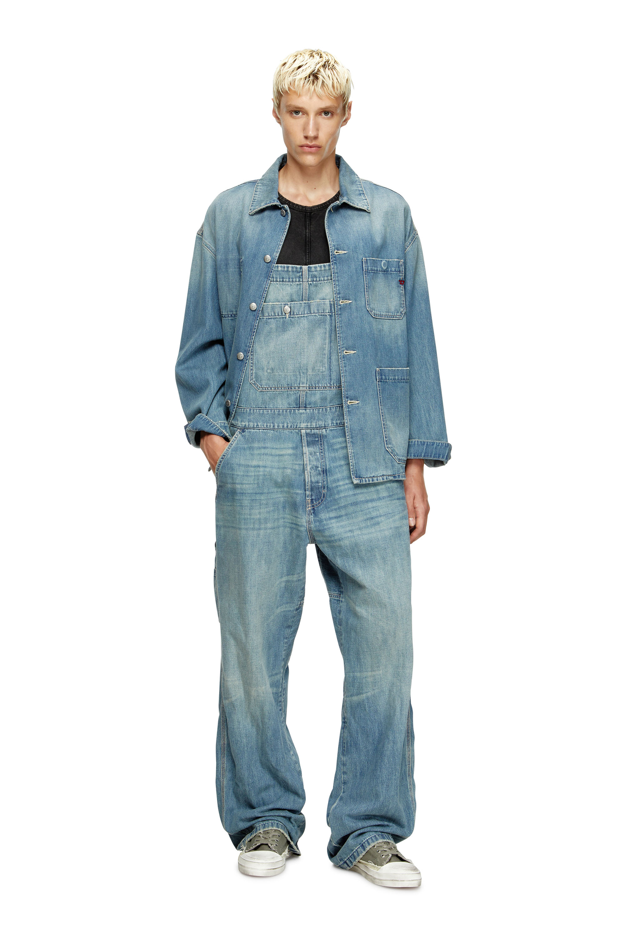 Diesel - D-FRAMU-U, Unisex's Utility-style denim dungarees in ライトブルー - 1