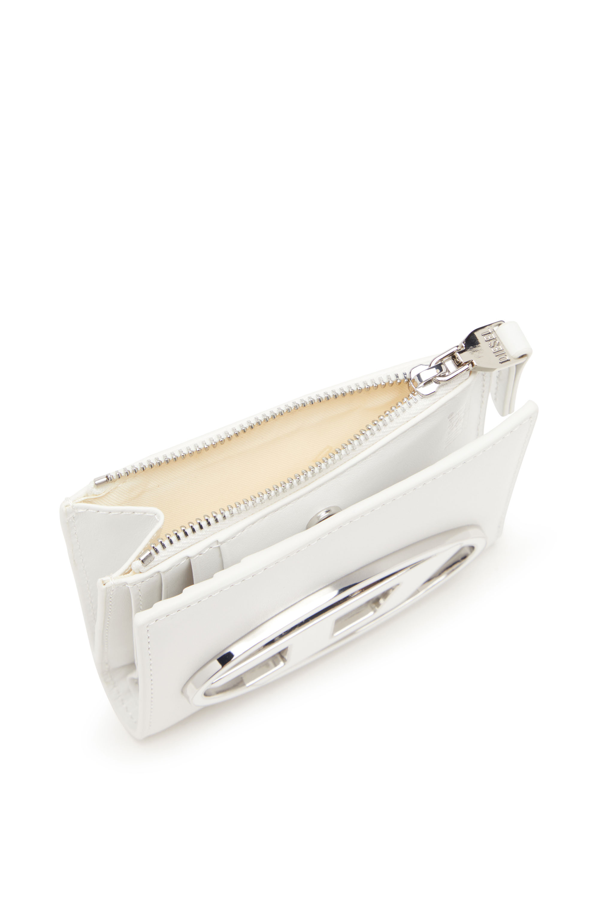 Diesel - 1DR BI-FOLD ZIP II, Female's Small leather wallet with logo plaque in ホワイト - 4