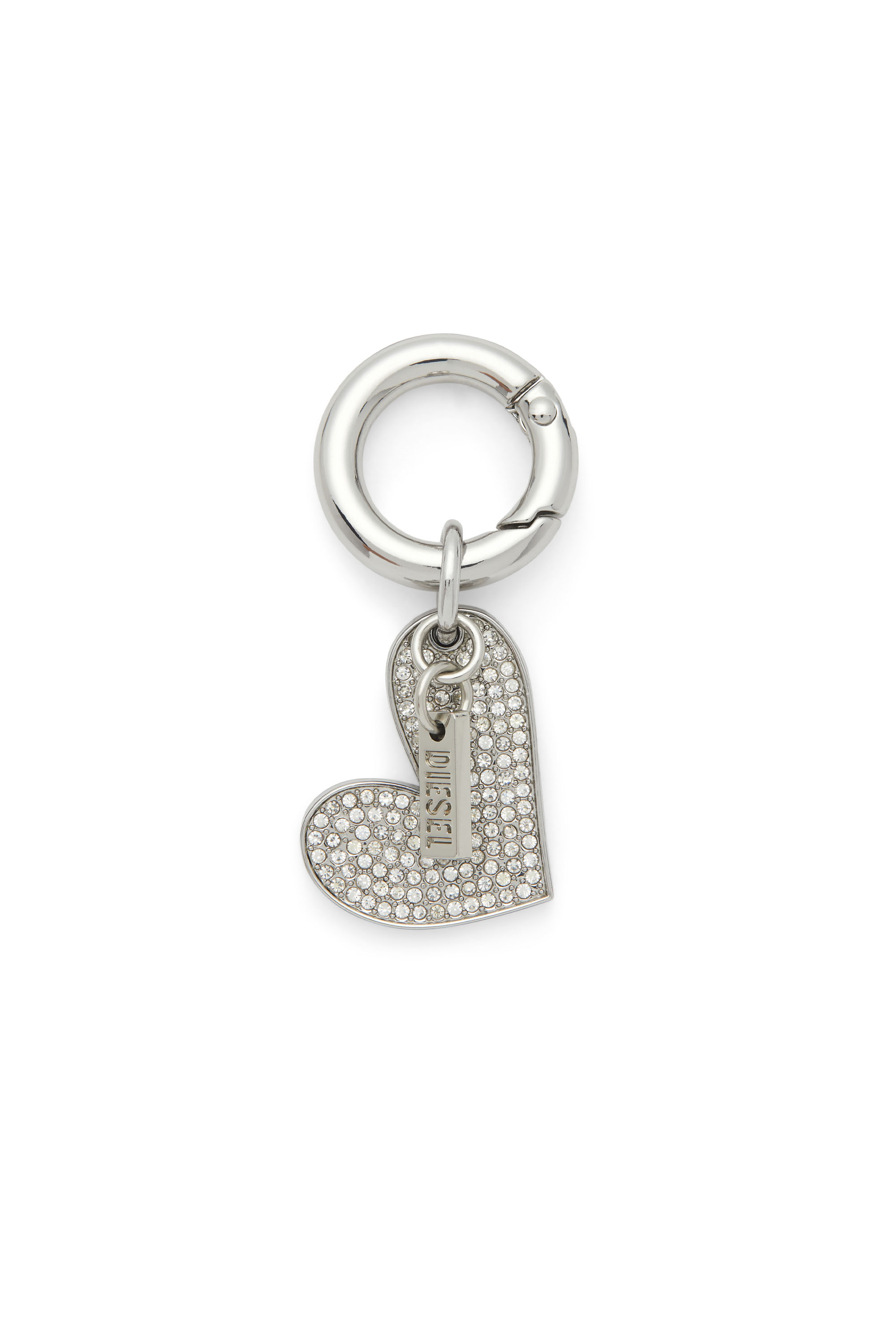 Diesel - CHARM-HEART, Female's Metal heart charm with rhinestones in シルバー - 1