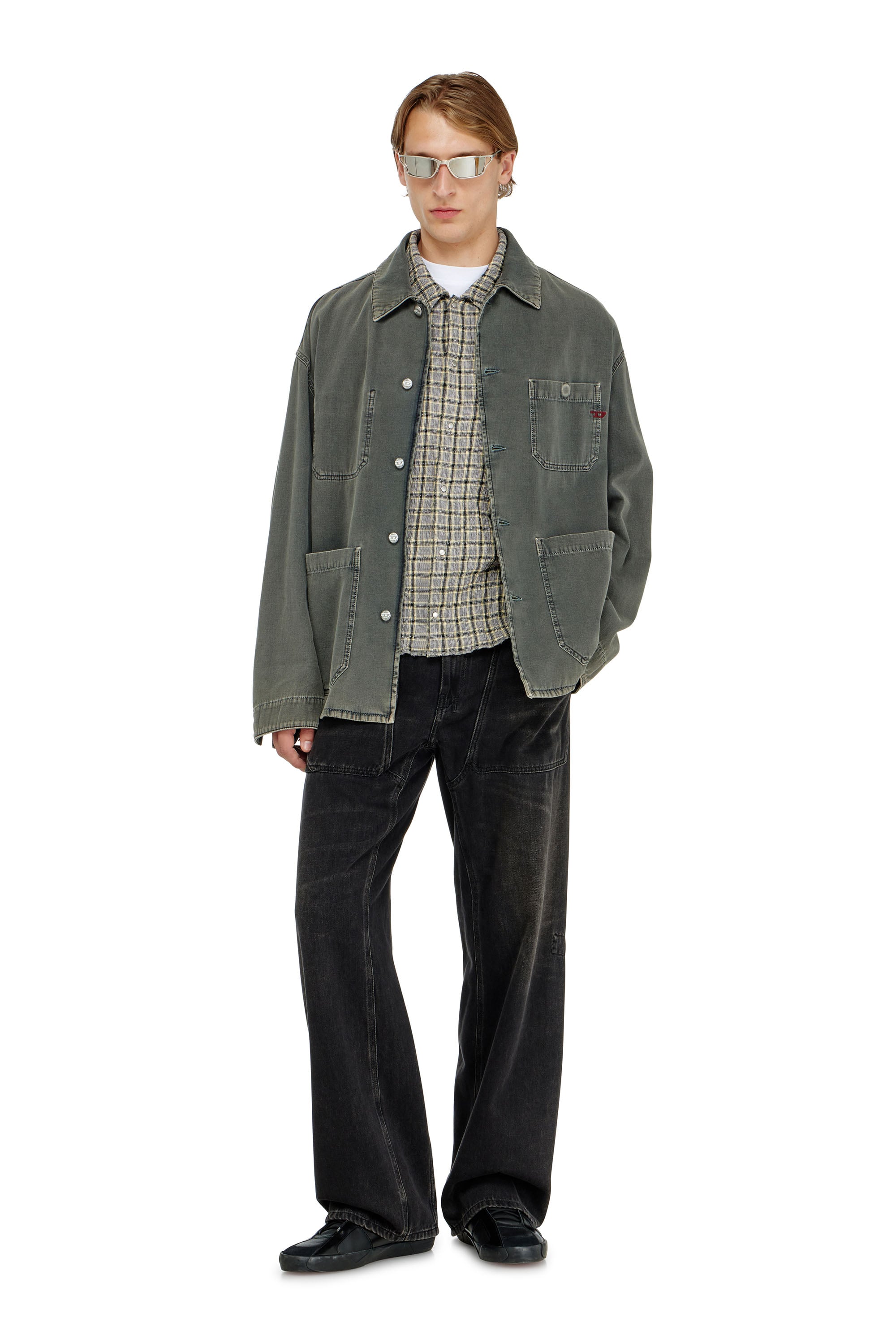 Diesel - S-SEERK, Male's シャツ in グリーン/グレー - 2