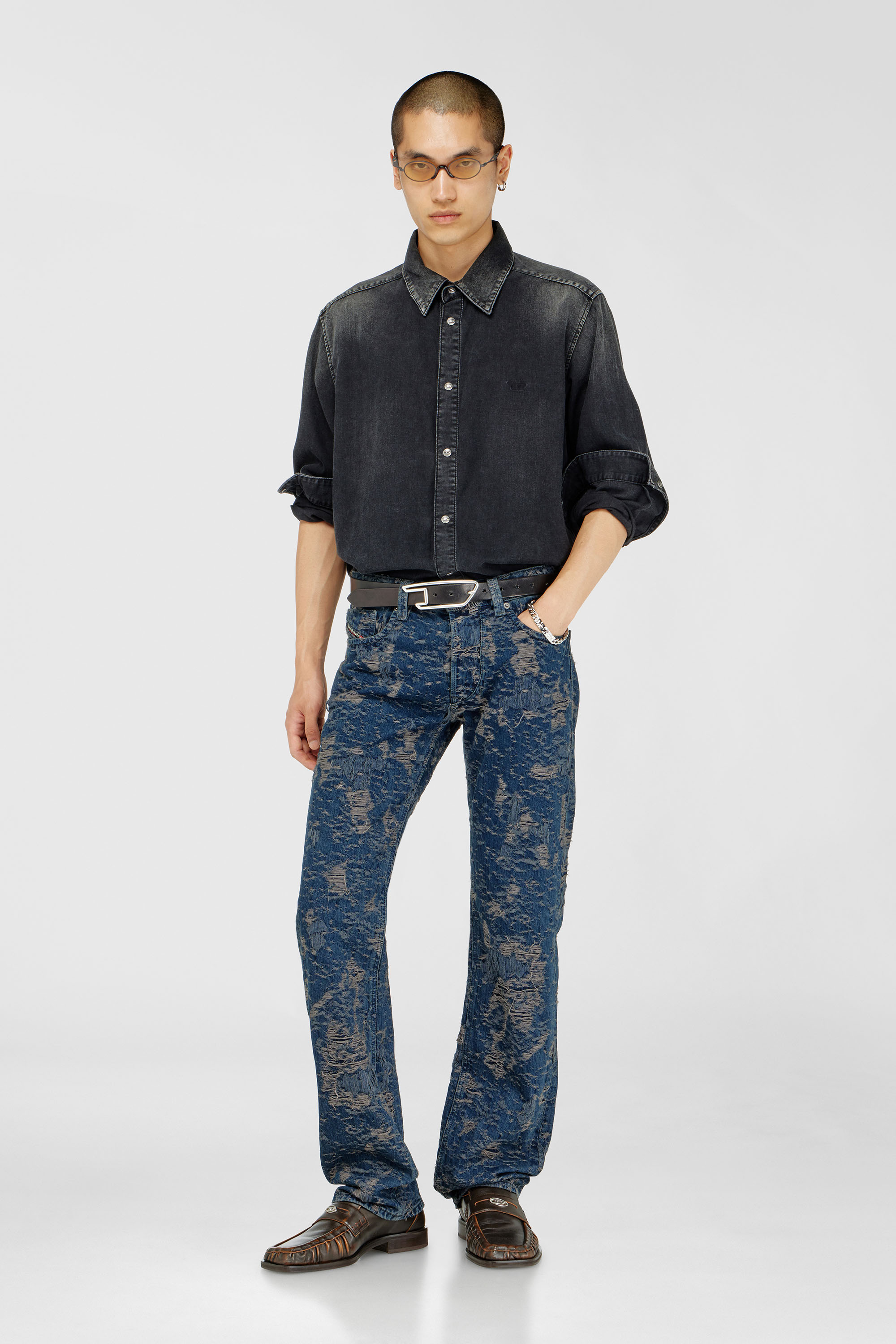Diesel - Male's Regular Jeans 1985 Larkee 007FC, ダークブルー - 3