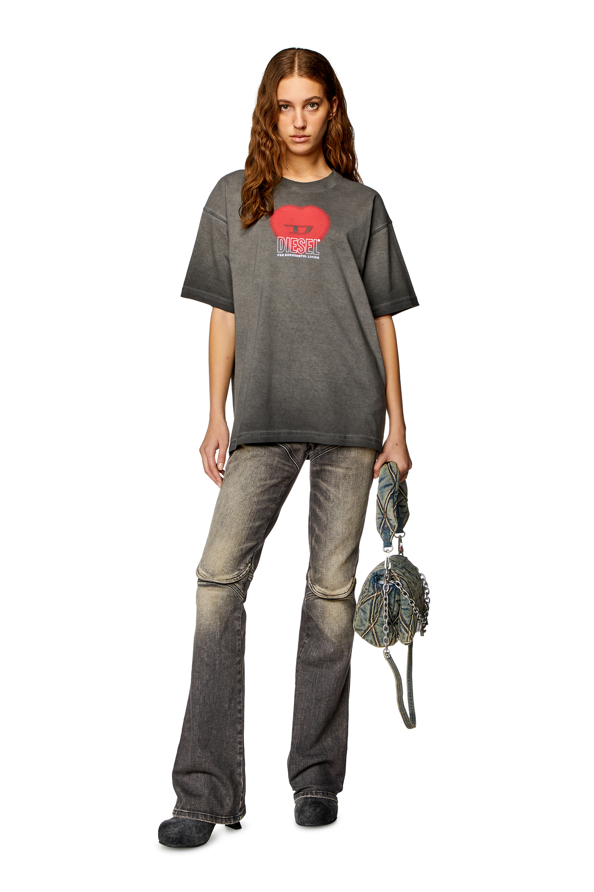 Diesel - CHARM-D SHOULDER S, Female's デニムキルティングショルダーバッグS in ダークブルー - 1