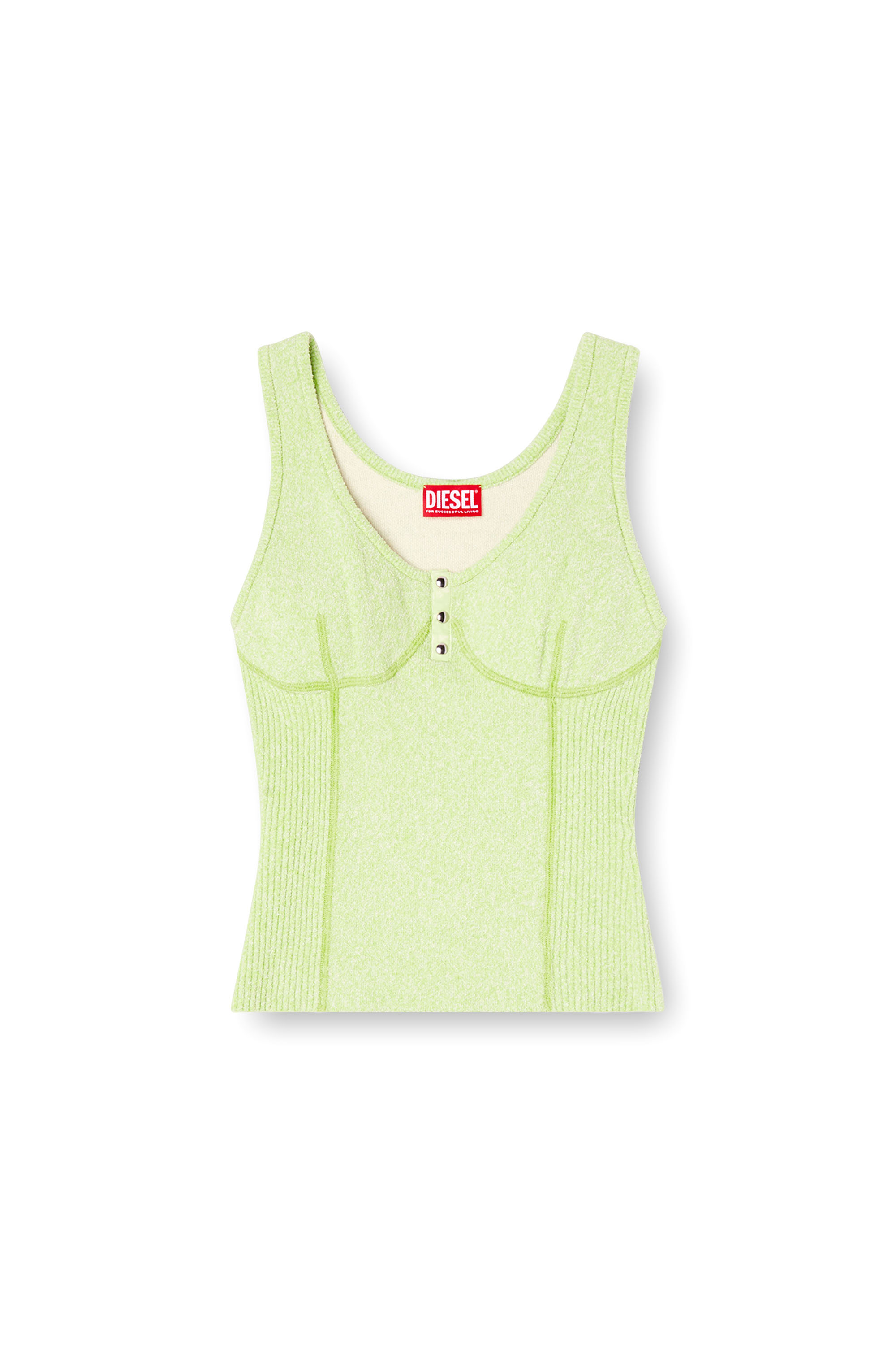 Diesel - M-LIANNE, Female's Knitted tank top with bustier-effect in グリーン - 5