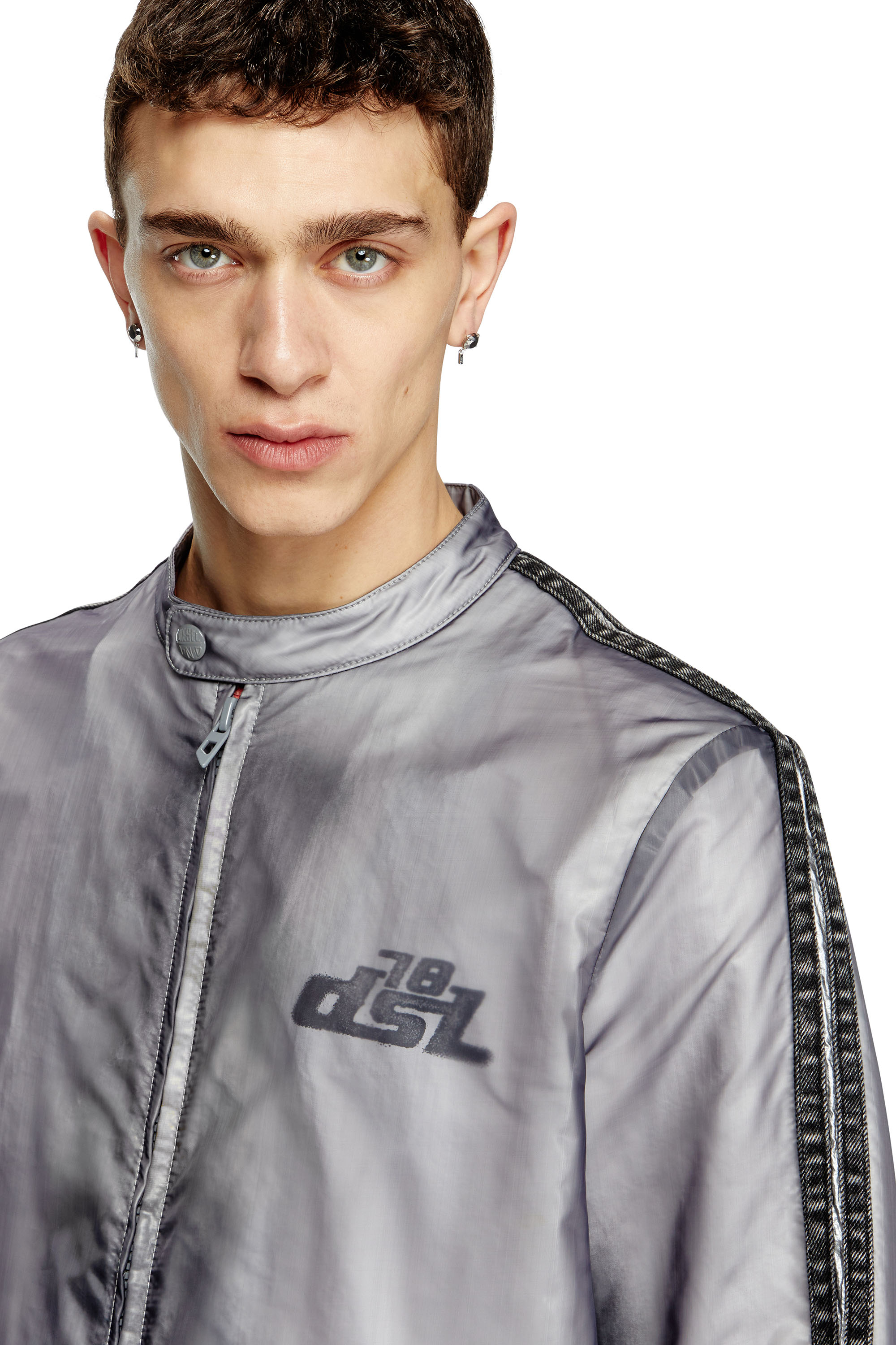 Diesel - J-POP, Male's Biker jacket with transparent effect in グレー - 5