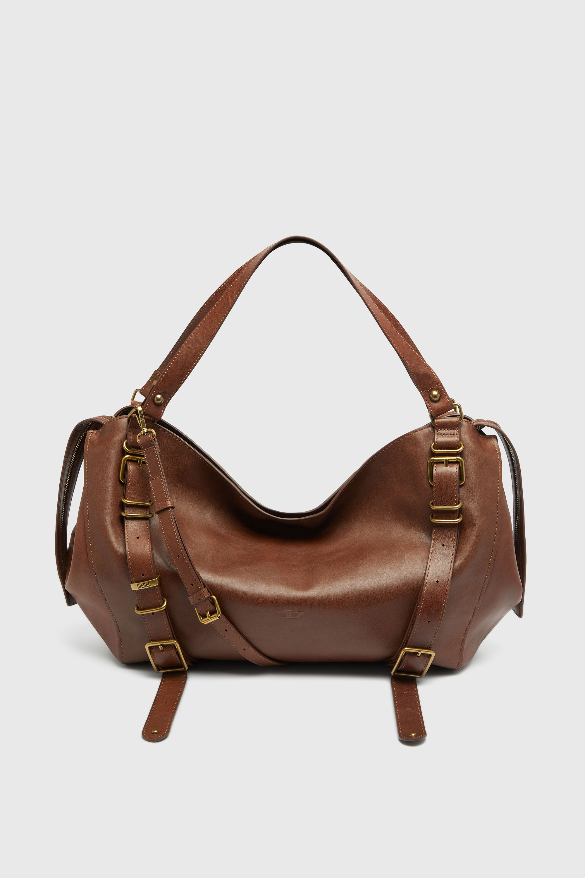 Diesel - D-ONE TOPHANDLE L, Unisex's D-One-Large top-handle bag in treated leather in ブラウン - 1