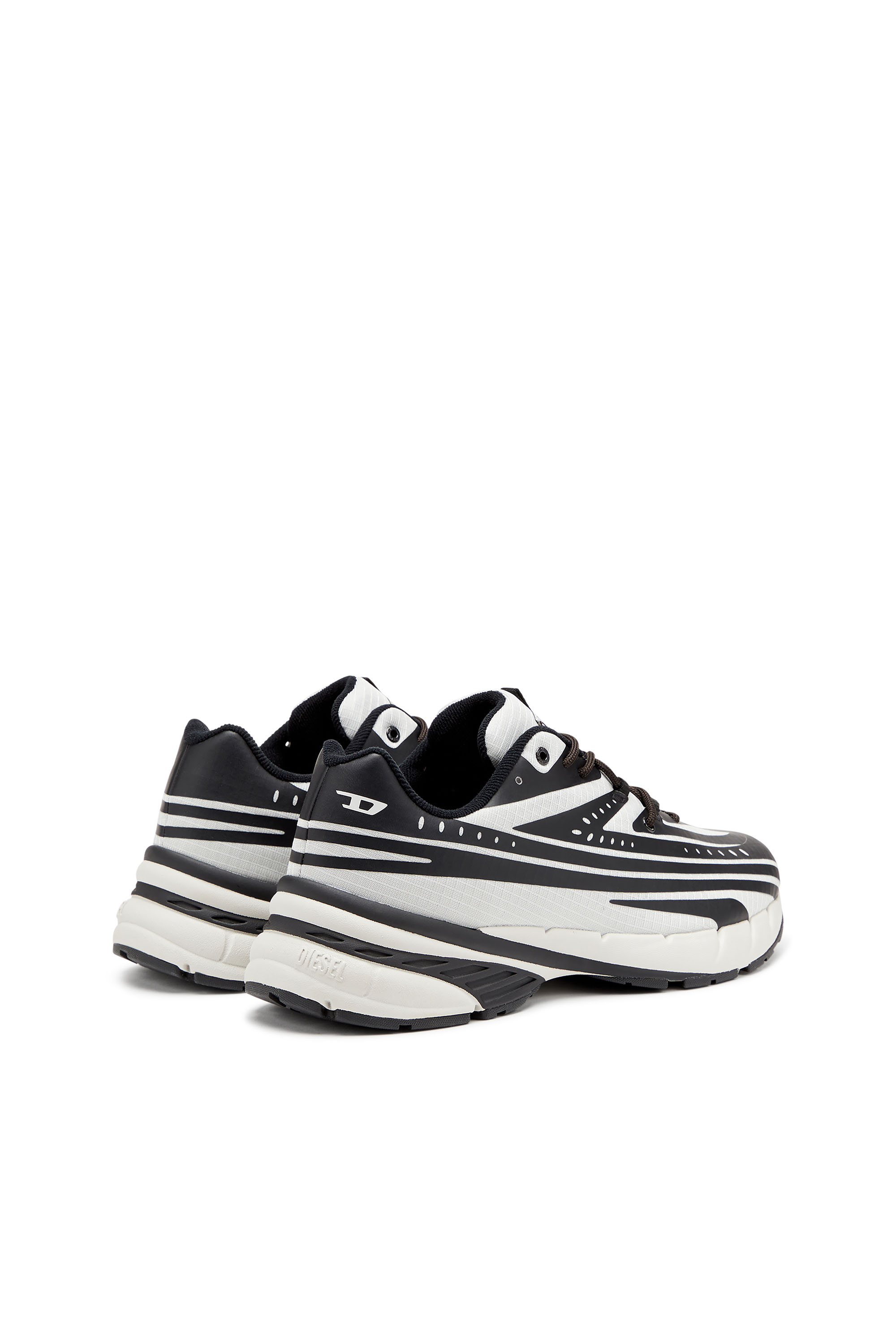Diesel - D-AIRSPEED LOW, Male's D-Airspeed Low-Striped sneakers in coated ripstop in ブラック/グレー - 3