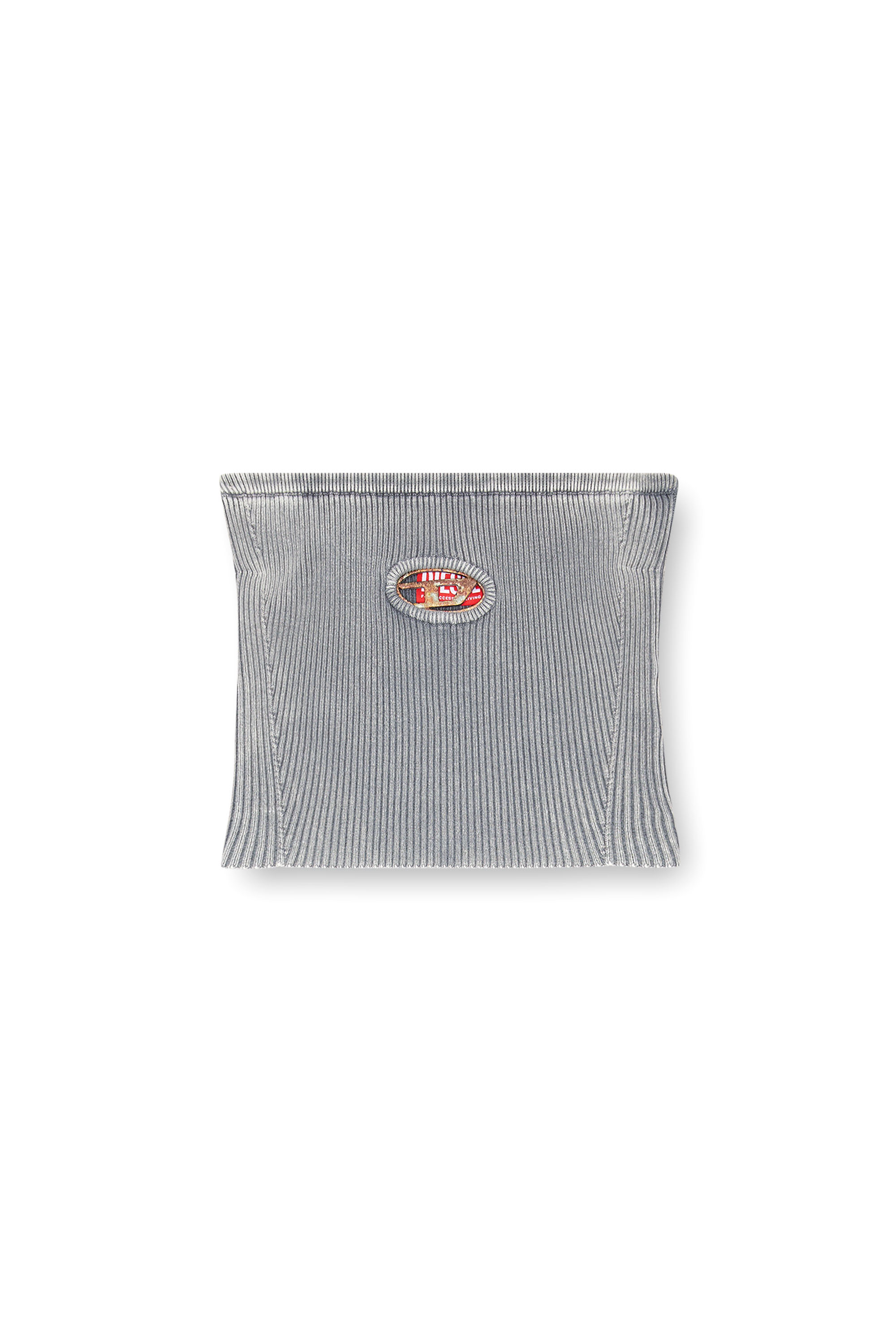 Diesel - M-CLARKSVILLE-R, Female's Knit tube top with rusty-look Oval D in グレー - 3