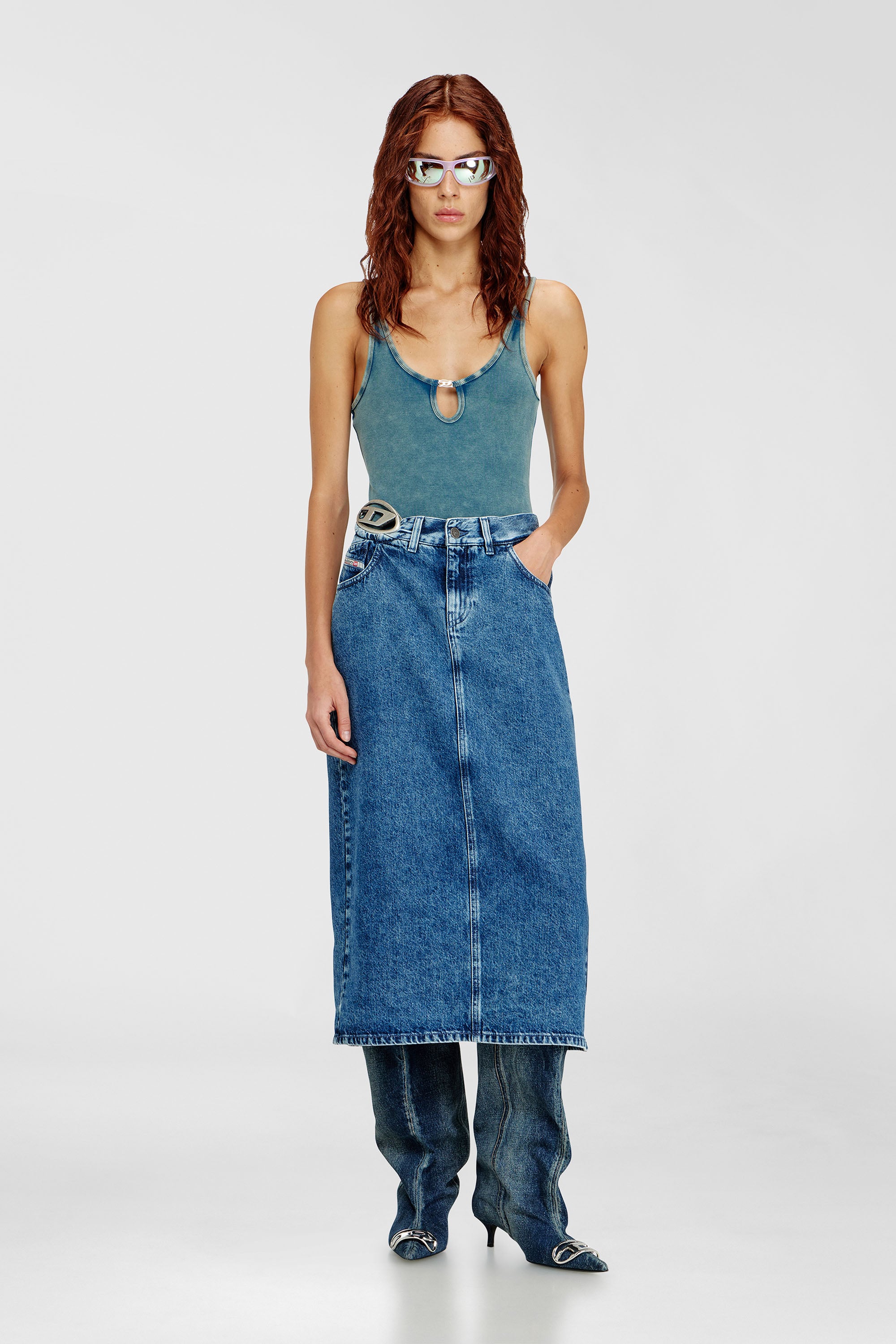 Diesel - DE-SKYE-S1, Female's デニムスカート in ブルー - 1