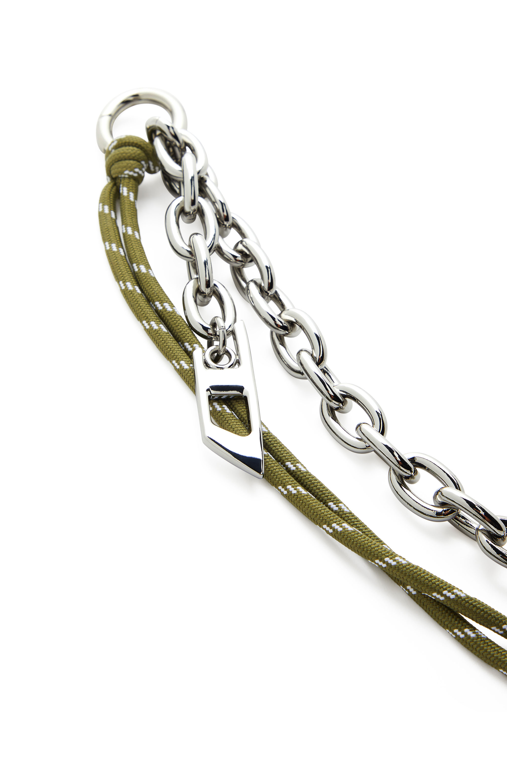Diesel - CHAIN-D L, Unisex's Charm in chain and rope in シルバー/グリーン - 3