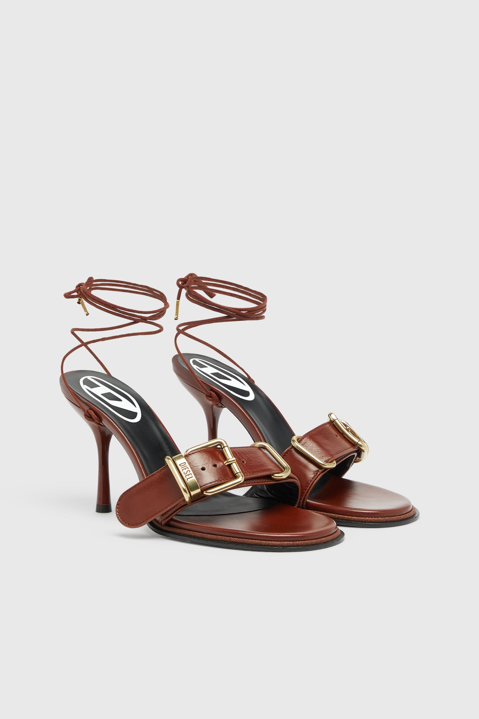 Diesel - D-COCCO-90-SA, Female's D-Cocco-Ankle-wrap sandals in leather in ブラウン - 3