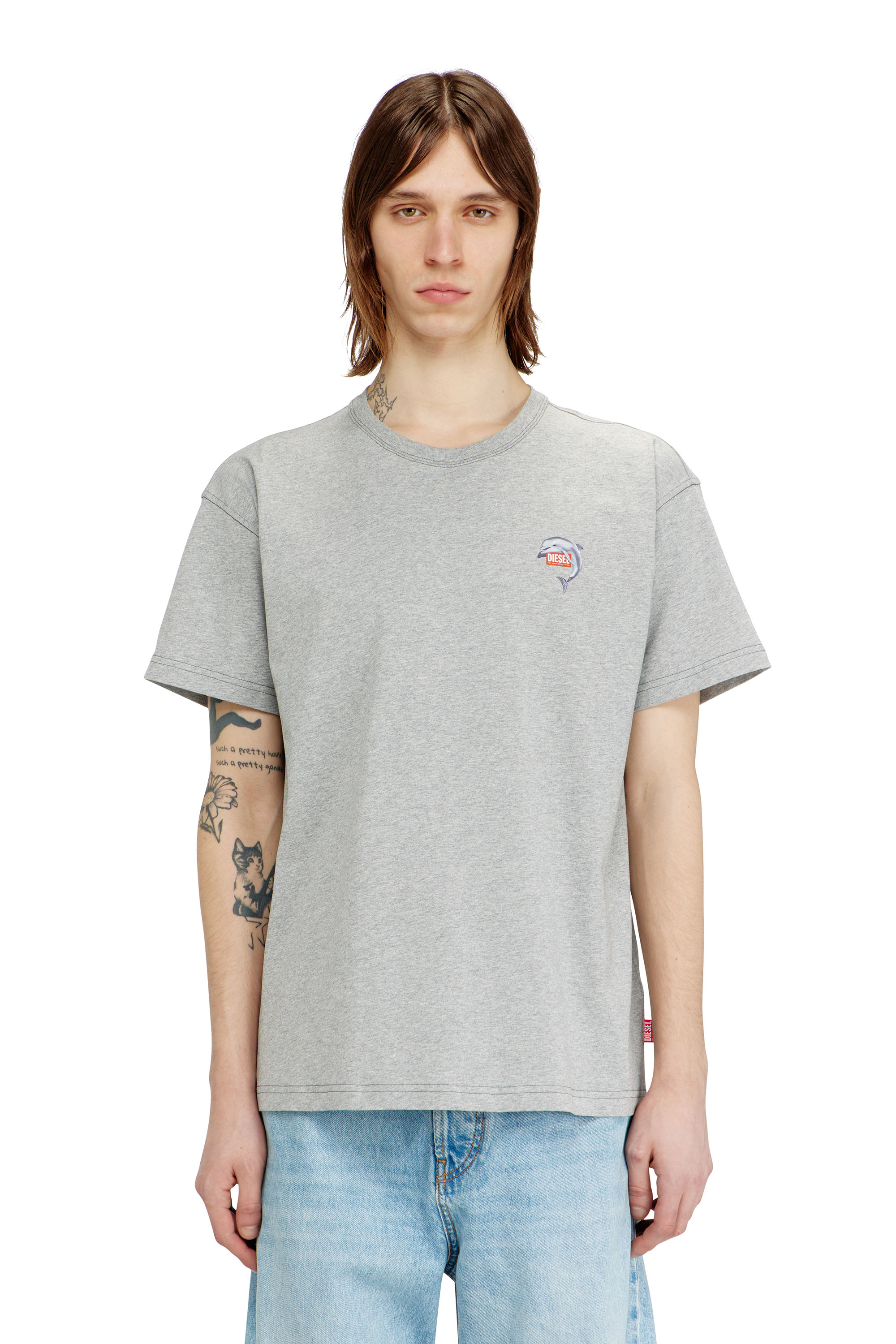 Diesel - T-NORM-DOLPHIN, Male's T-shirt with dolphin and logo print in null - 1