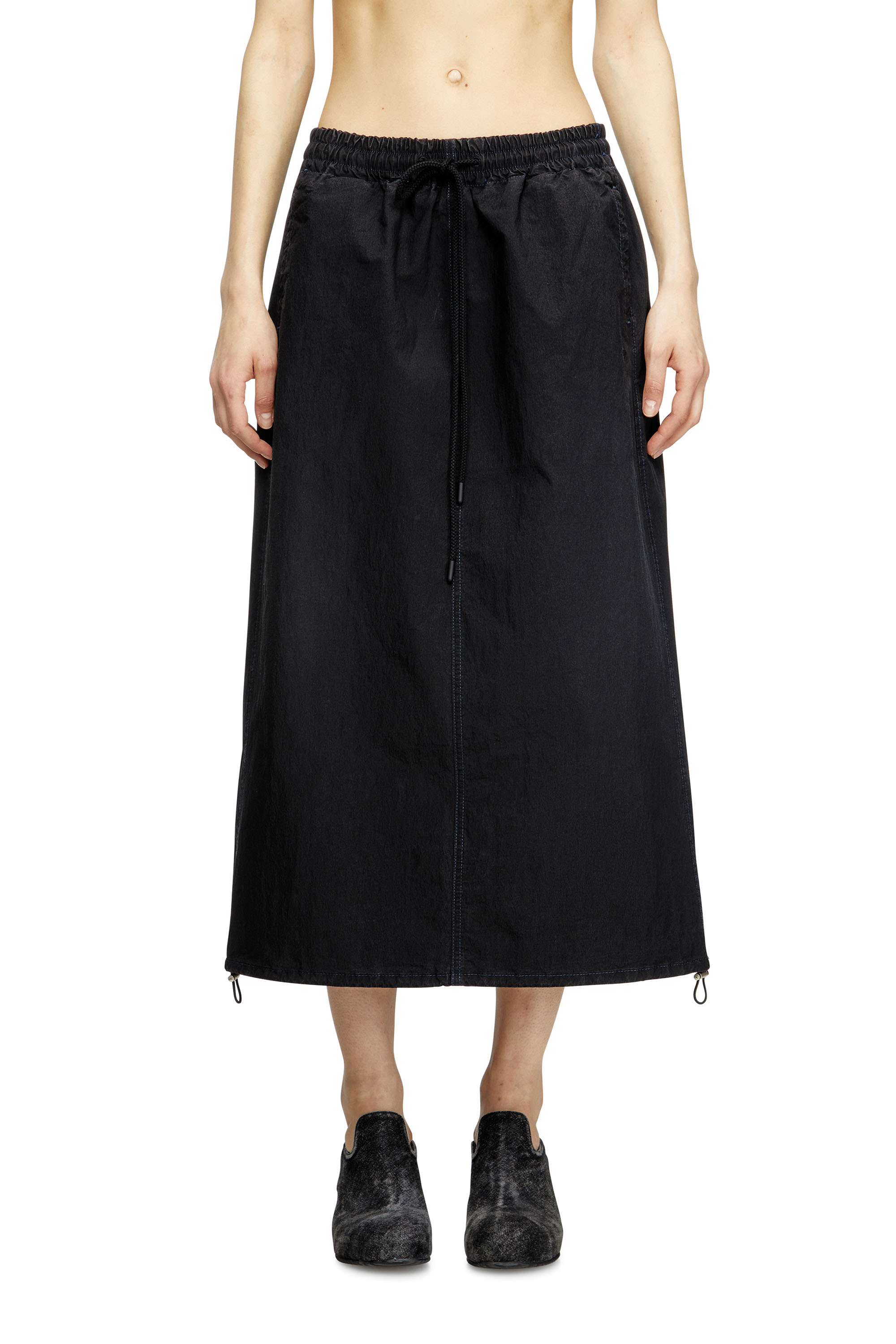Diesel - DE-OREN-C JOGG, Female's Midi skirt in technical JoggJeans in ブラック - 3