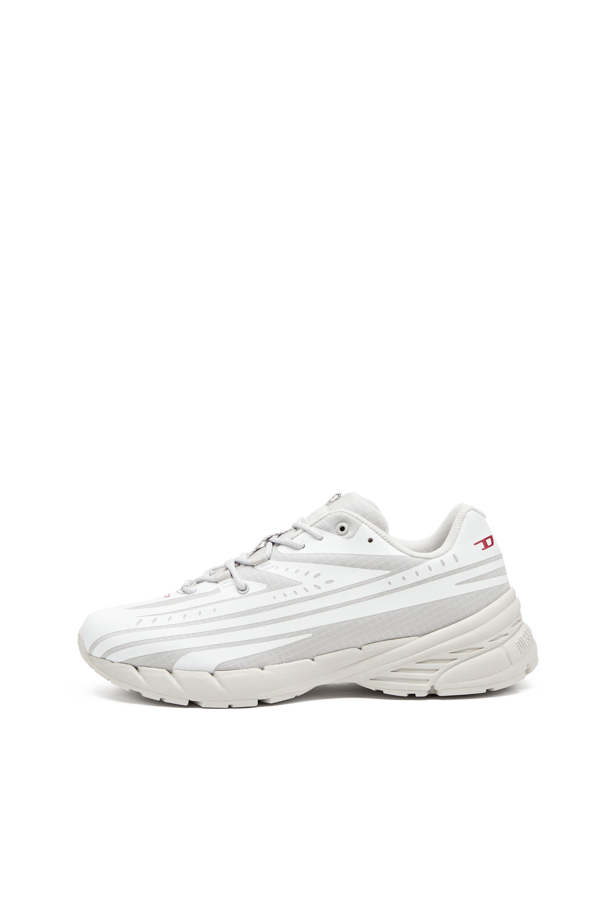 Diesel - D-AIRSPEED LOW W, Female's D-Airspeed Low-Striped sneakers in coated ripstop in ホワイト/グレー - 8