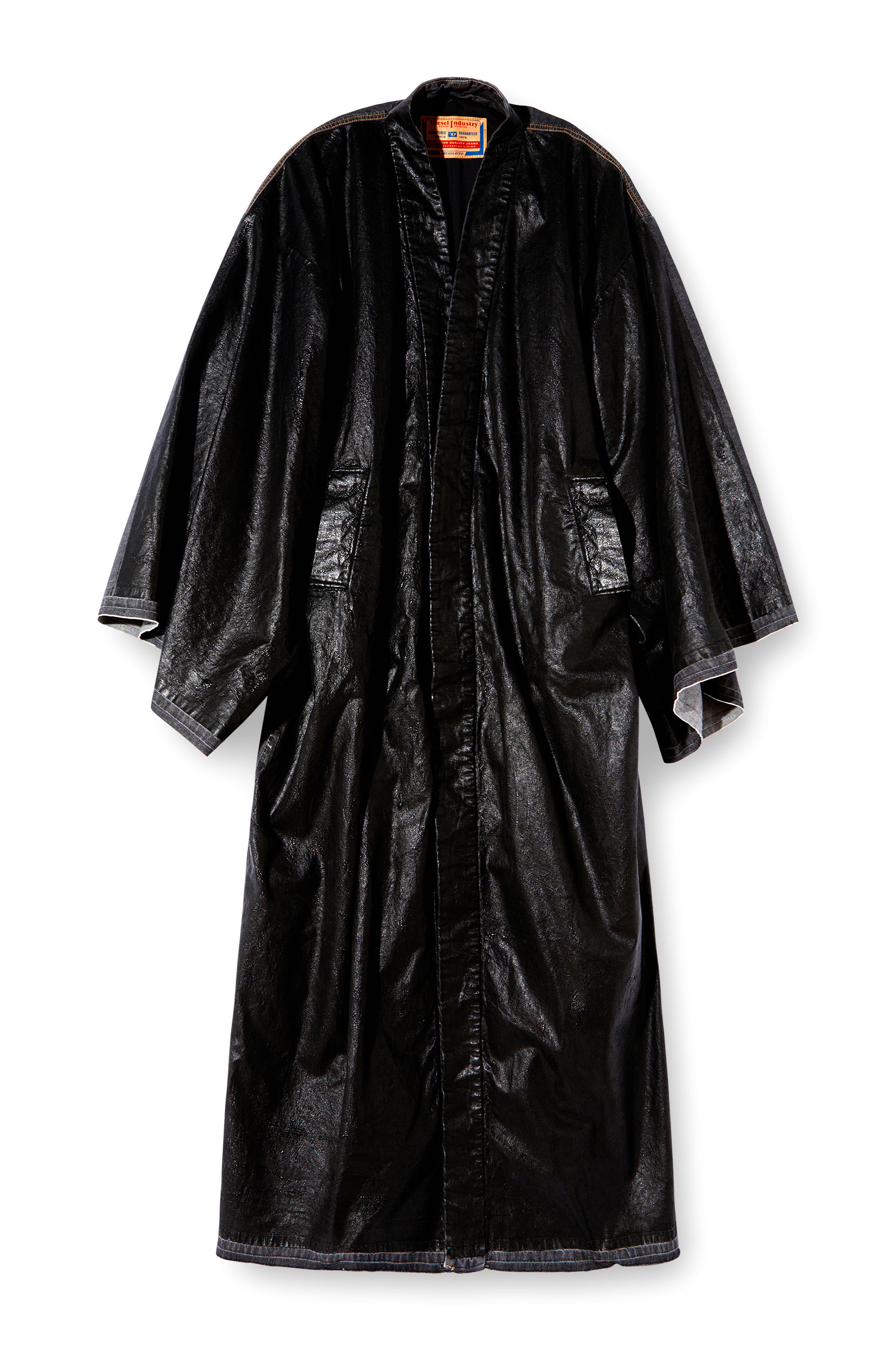Diesel - D-D-KIM, Unisex's Denim kimono coat with coated front in ブラック - 3
