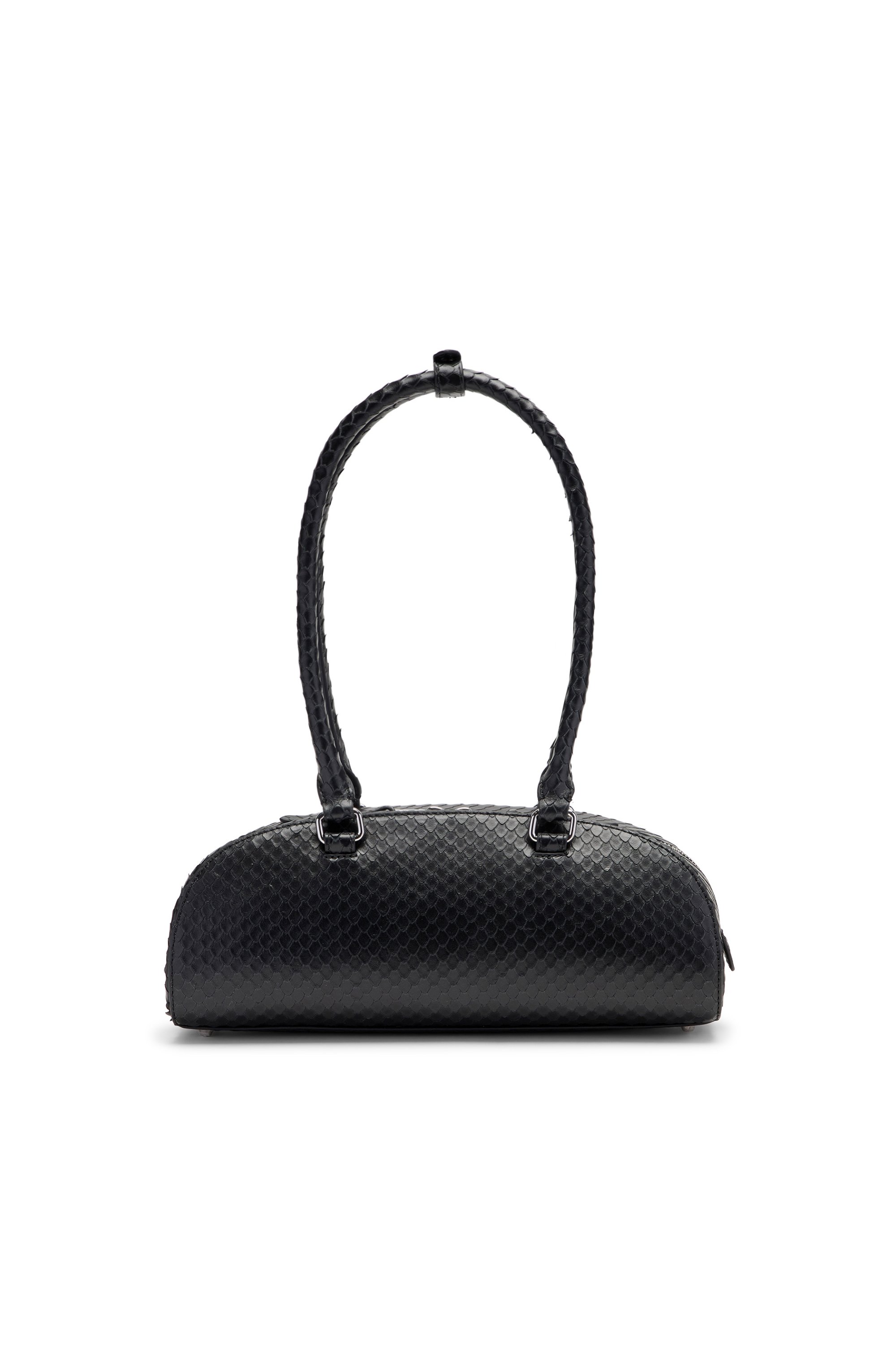 Diesel - 1DR DOME SHOULDER EW, Female's 1DR Dome-Elongated bowling bag in textured leather in ブラック - 3