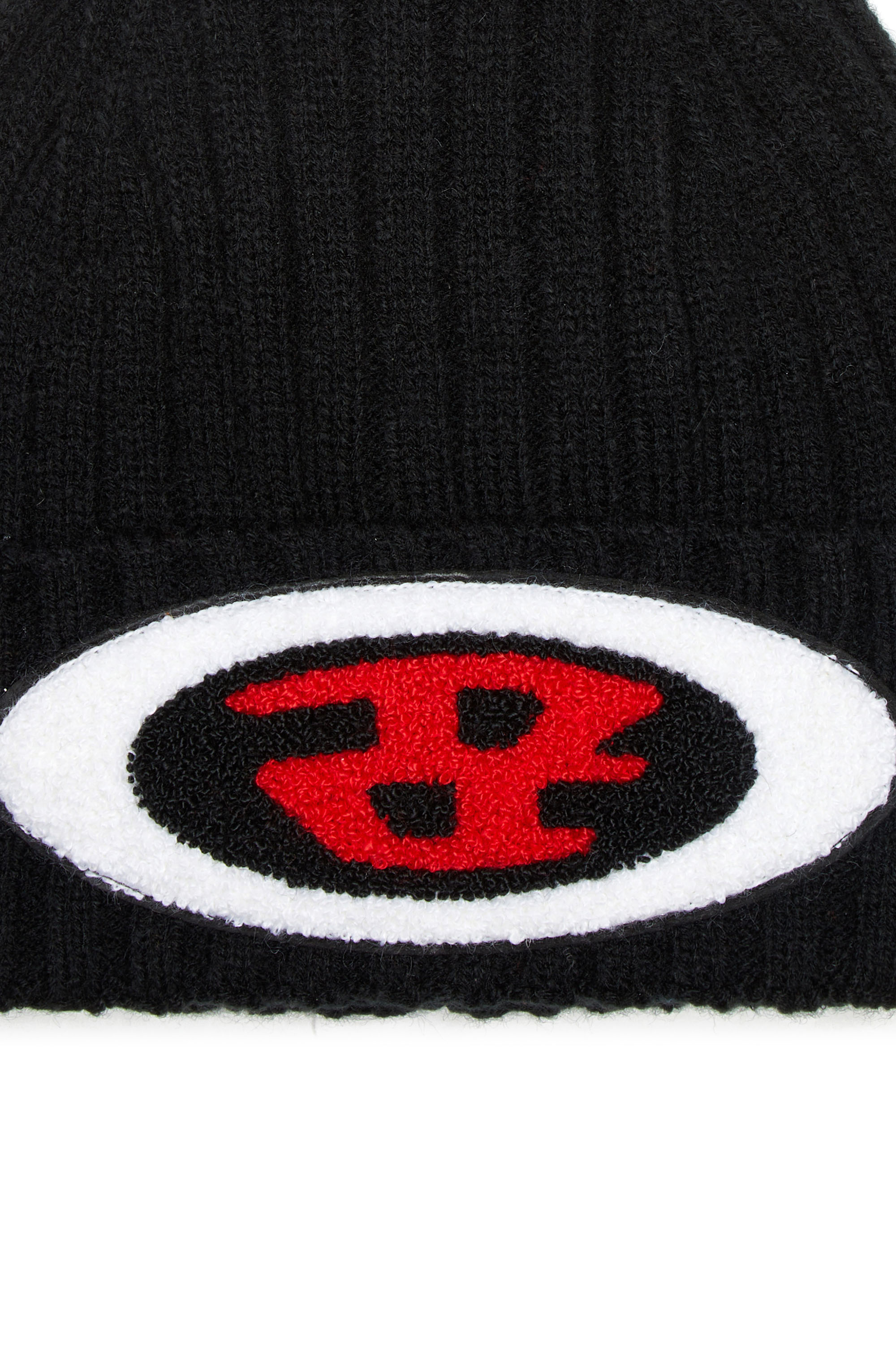 Diesel - K-DIEGO-C, Unisex's Rib-knit beanie with logo patch in ブラック - 3