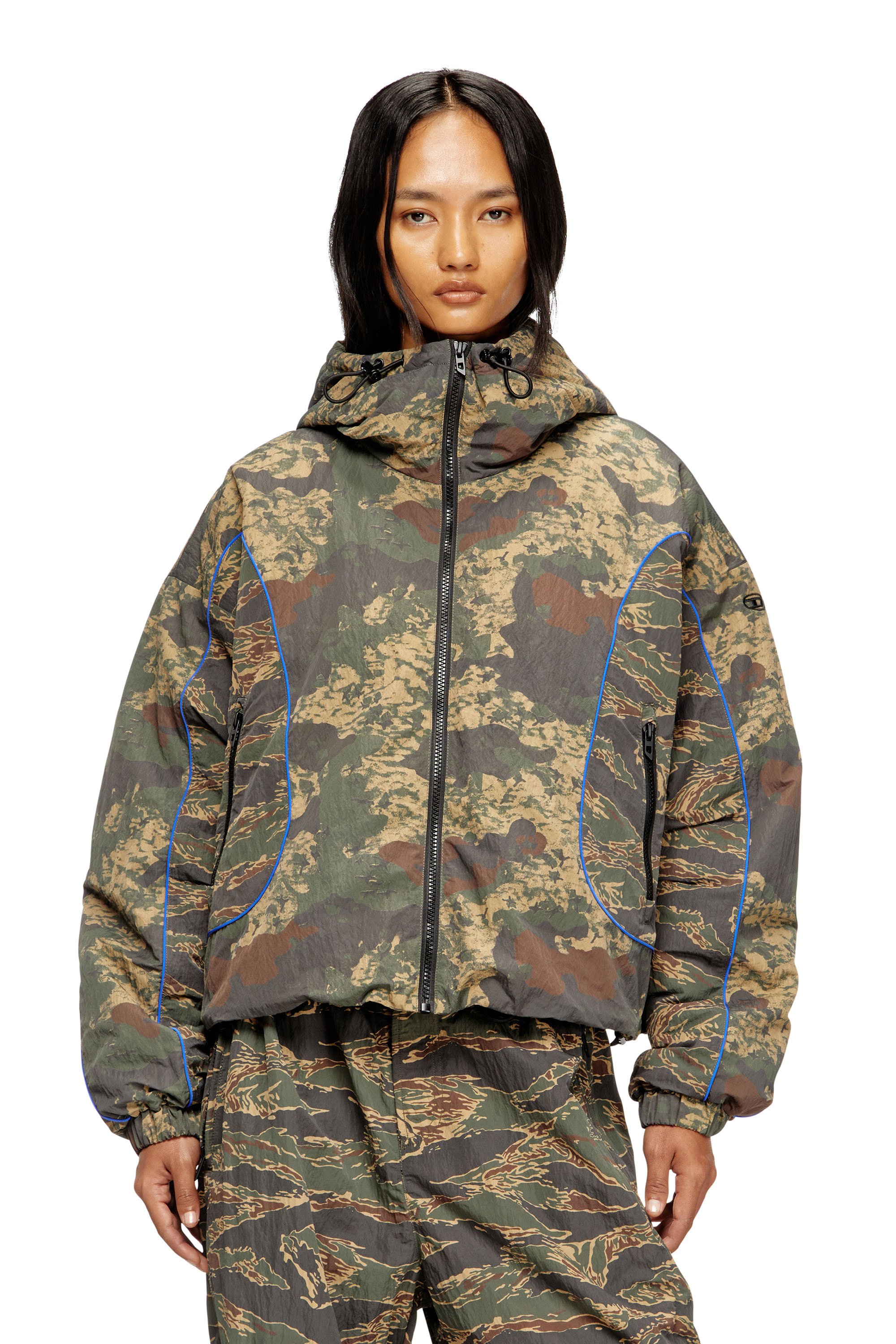 Diesel - G-ADIEL, Female's Jacket with mixed camo prints in ミリタリーグリーン - 1