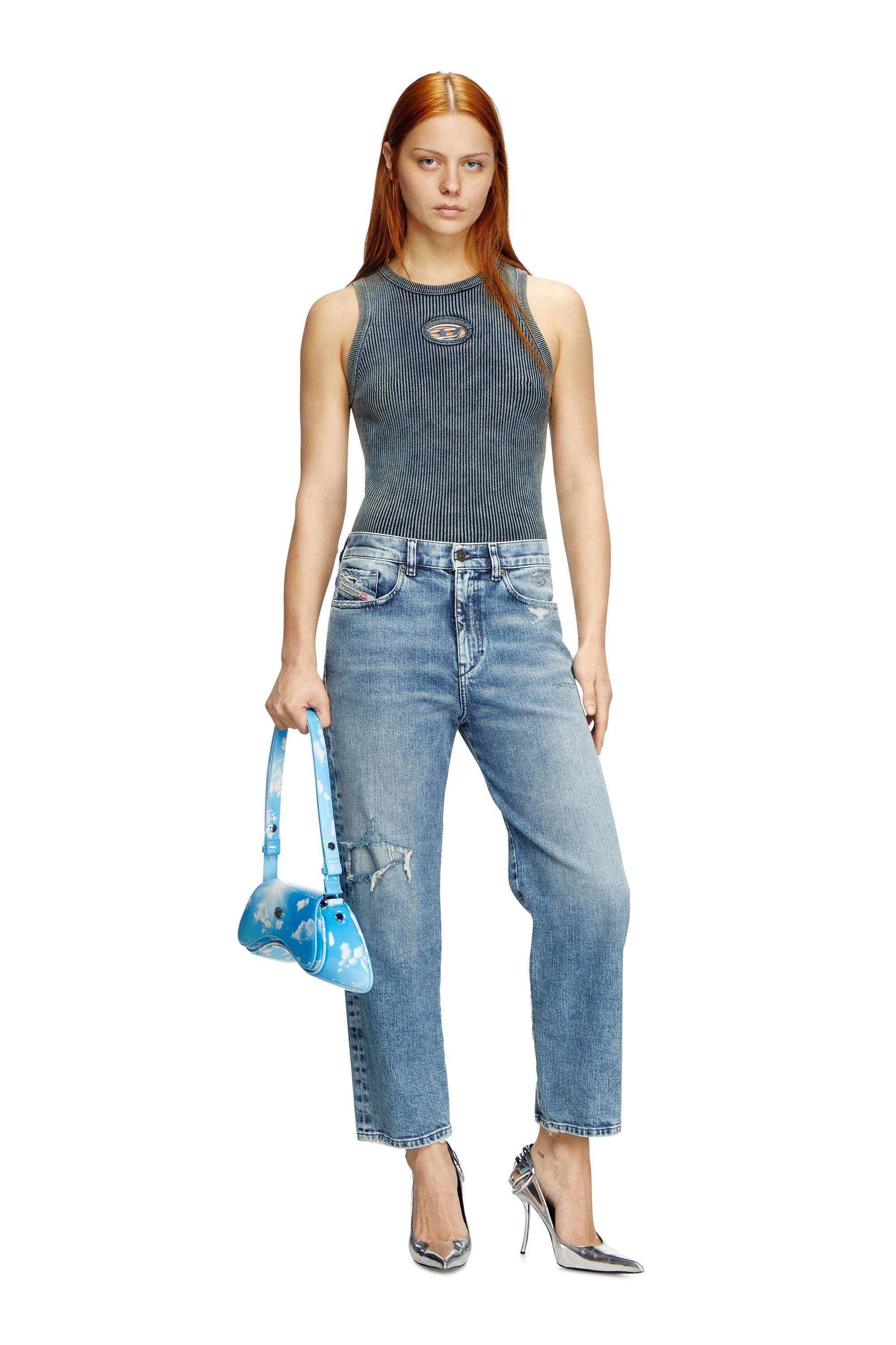 Diesel - PLAY CROSSBODY, Female's Play-Shoulder bag in printed glossy PU in ライトブルー - 6