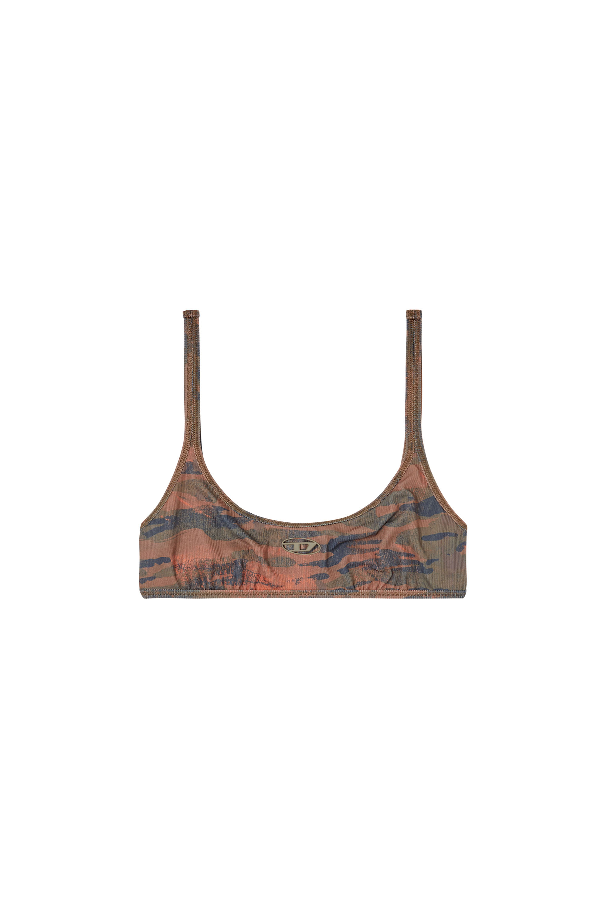 Diesel - UT-BRA-TOP-UTLT, Female's Camo bikini top with cut-out logo in ブラウン - 4