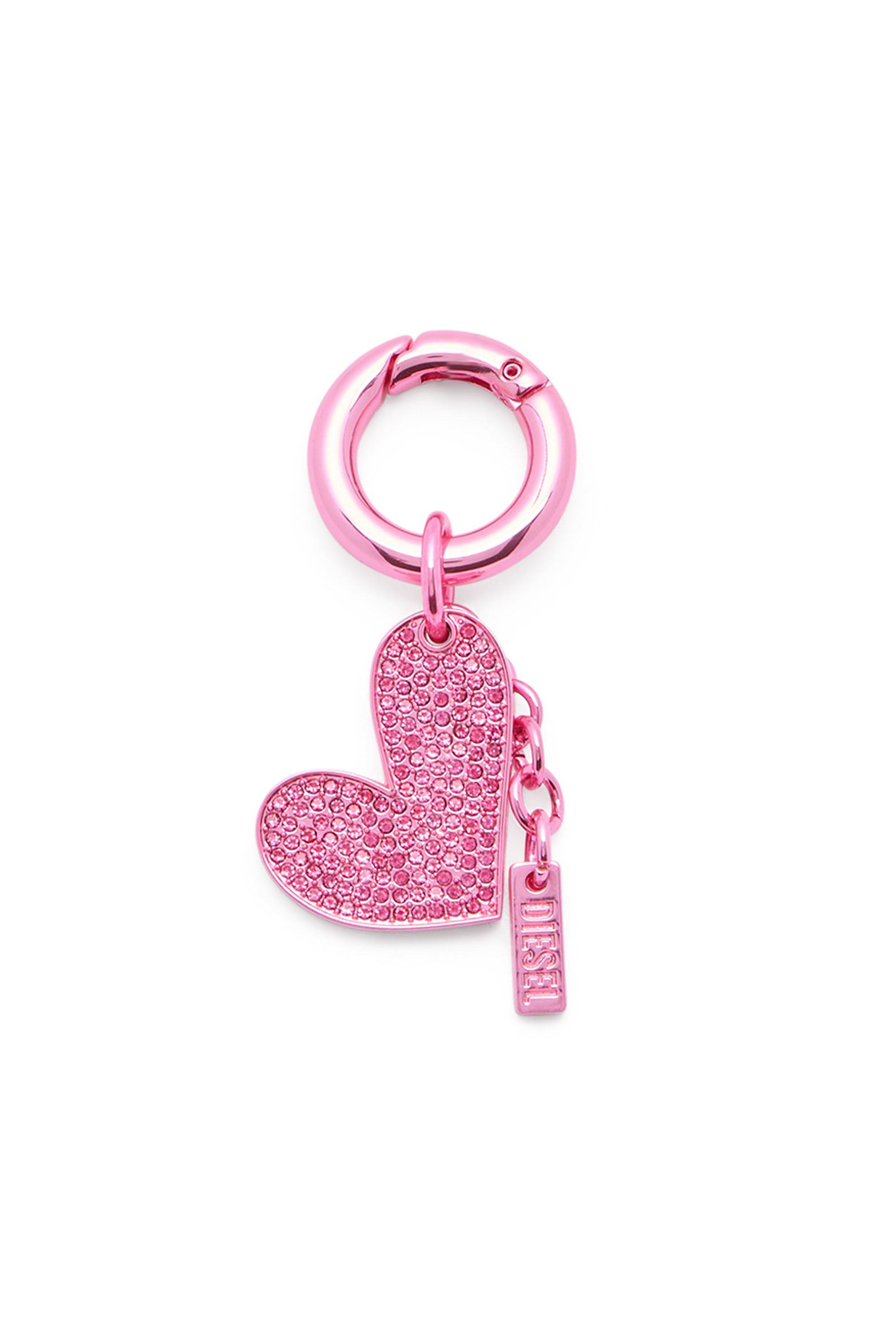 Diesel - CHARM-HEART, Female's Metal heart charm with rhinestones in ピンク / ホワイト - 1