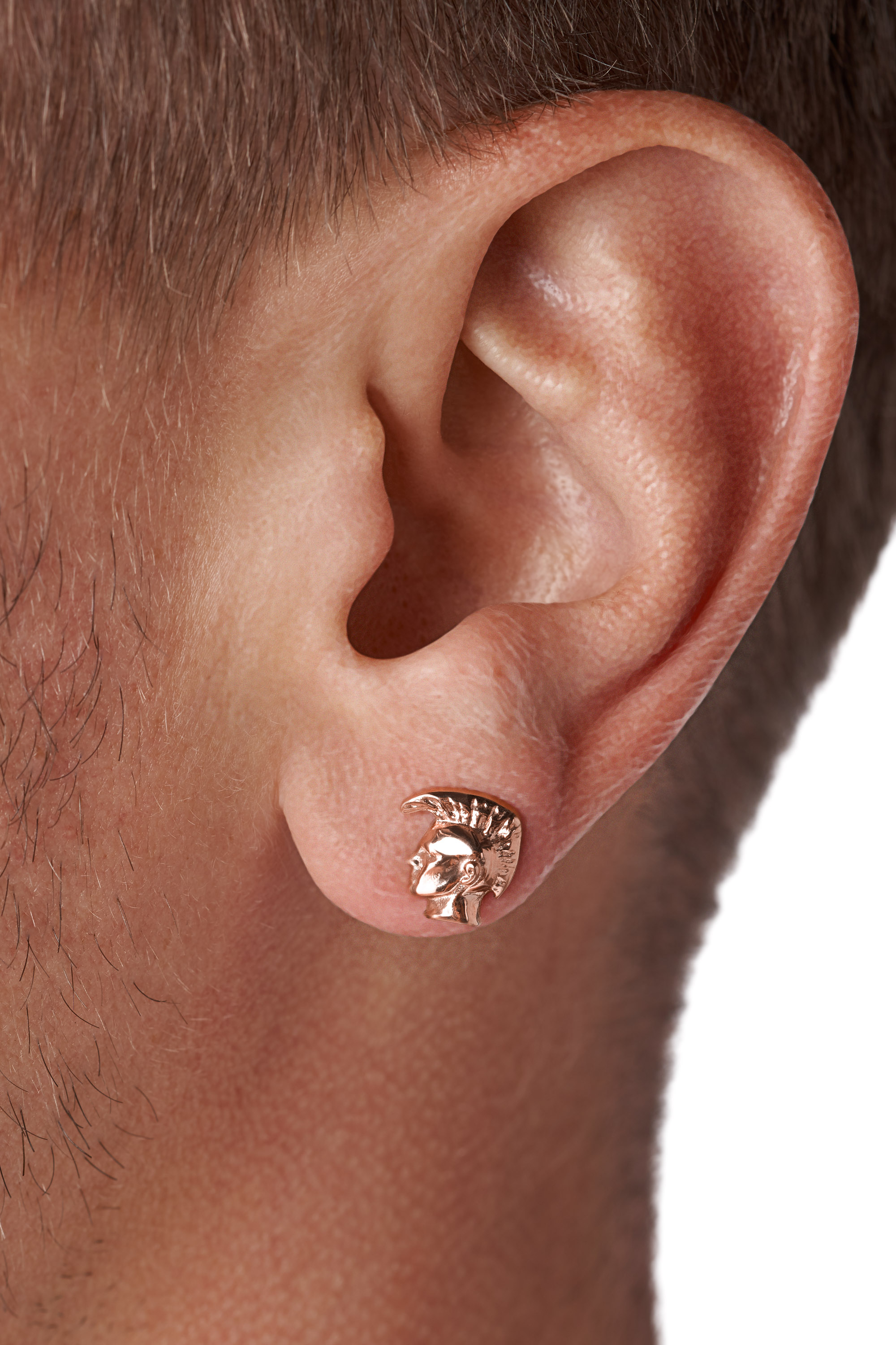 Diesel - DX1277, Male's "Only the brave" icon single stud earring in ピンク / ホワイト - 3