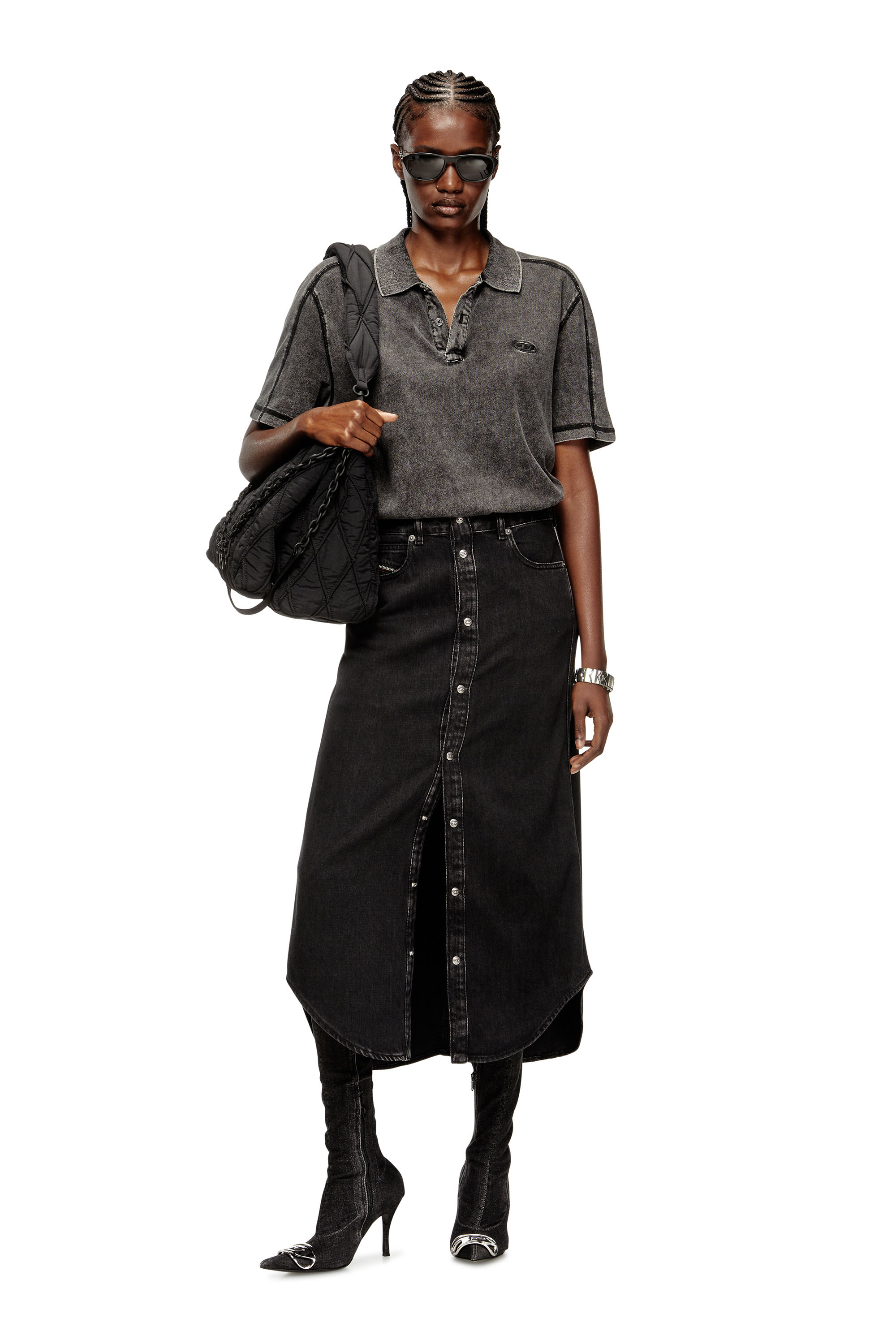 Diesel - DE-ARD-LONG, Female's Midi denim skirt in ブラック - 1