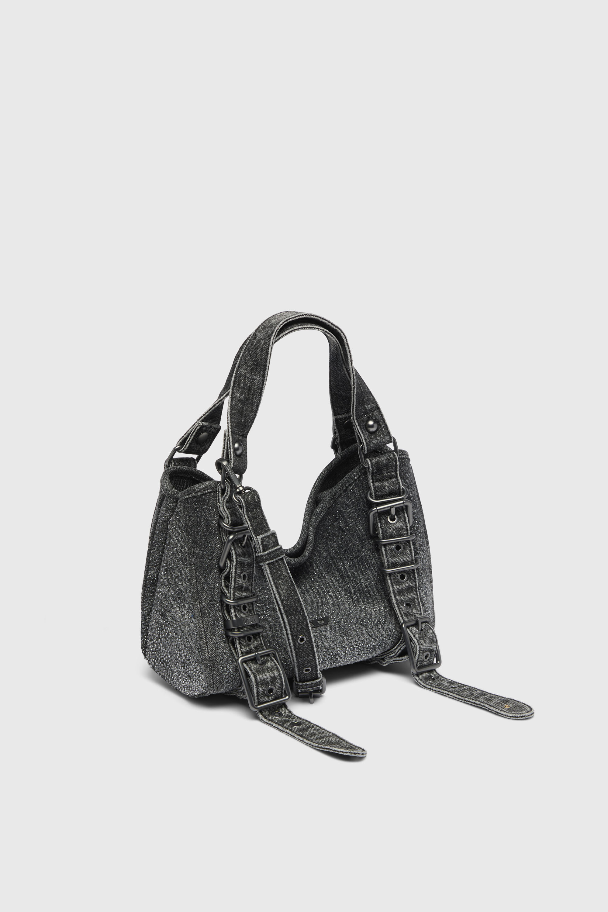 Diesel - D-ONE TOPHANDLE S, Female's D-One-Small top-handle bag in crystal solarised denim in ブラック - 2