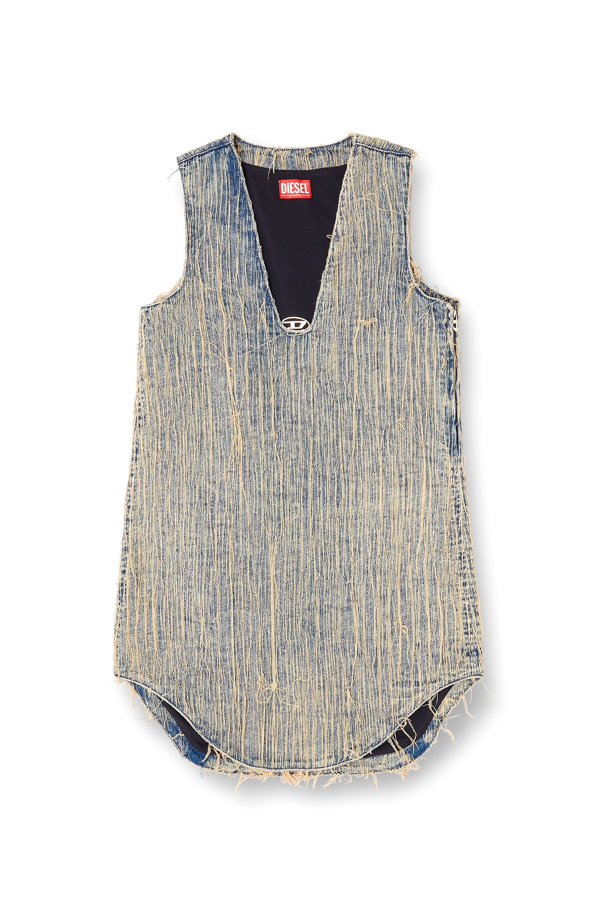 Diesel - DE-LARIS-DRESS-S2, Female's Distressed effect denim dress in ミディアムブルー - 3